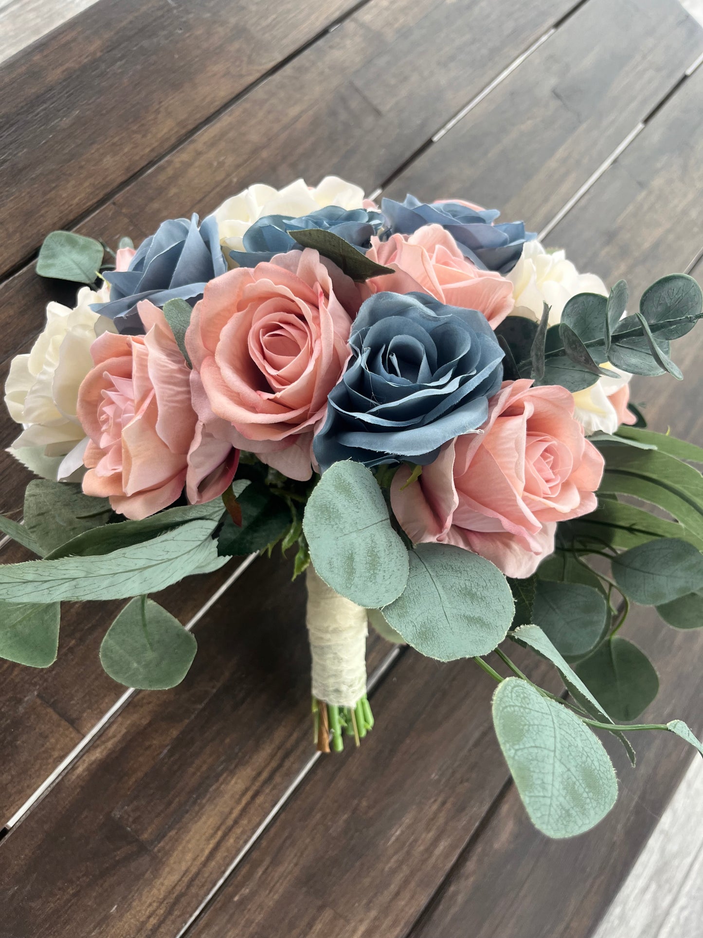 Dusty Blue & Dusty Rose Bride Bouquet