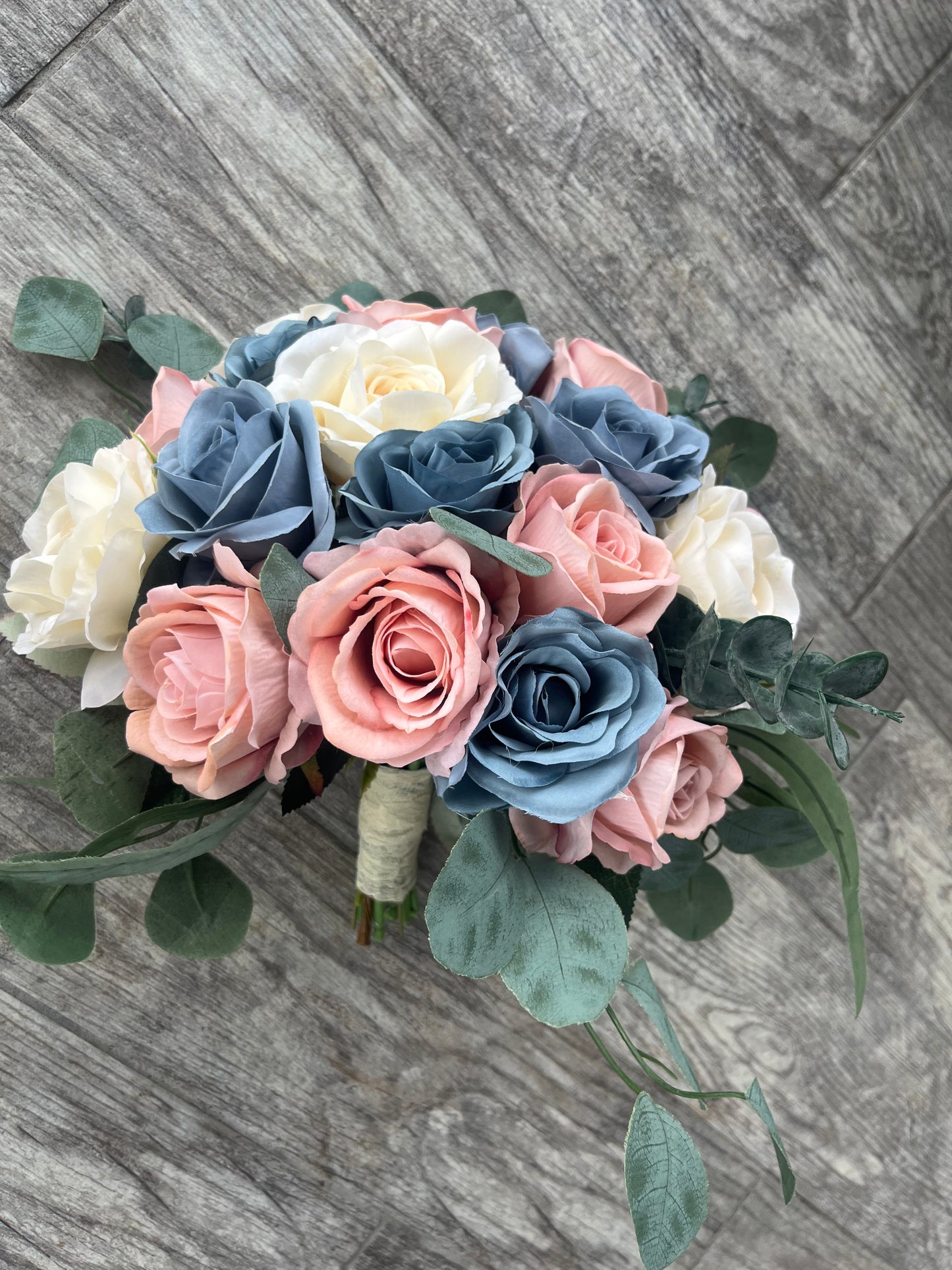 Dusty Blue & Dusty Rose Bride Bouquet
