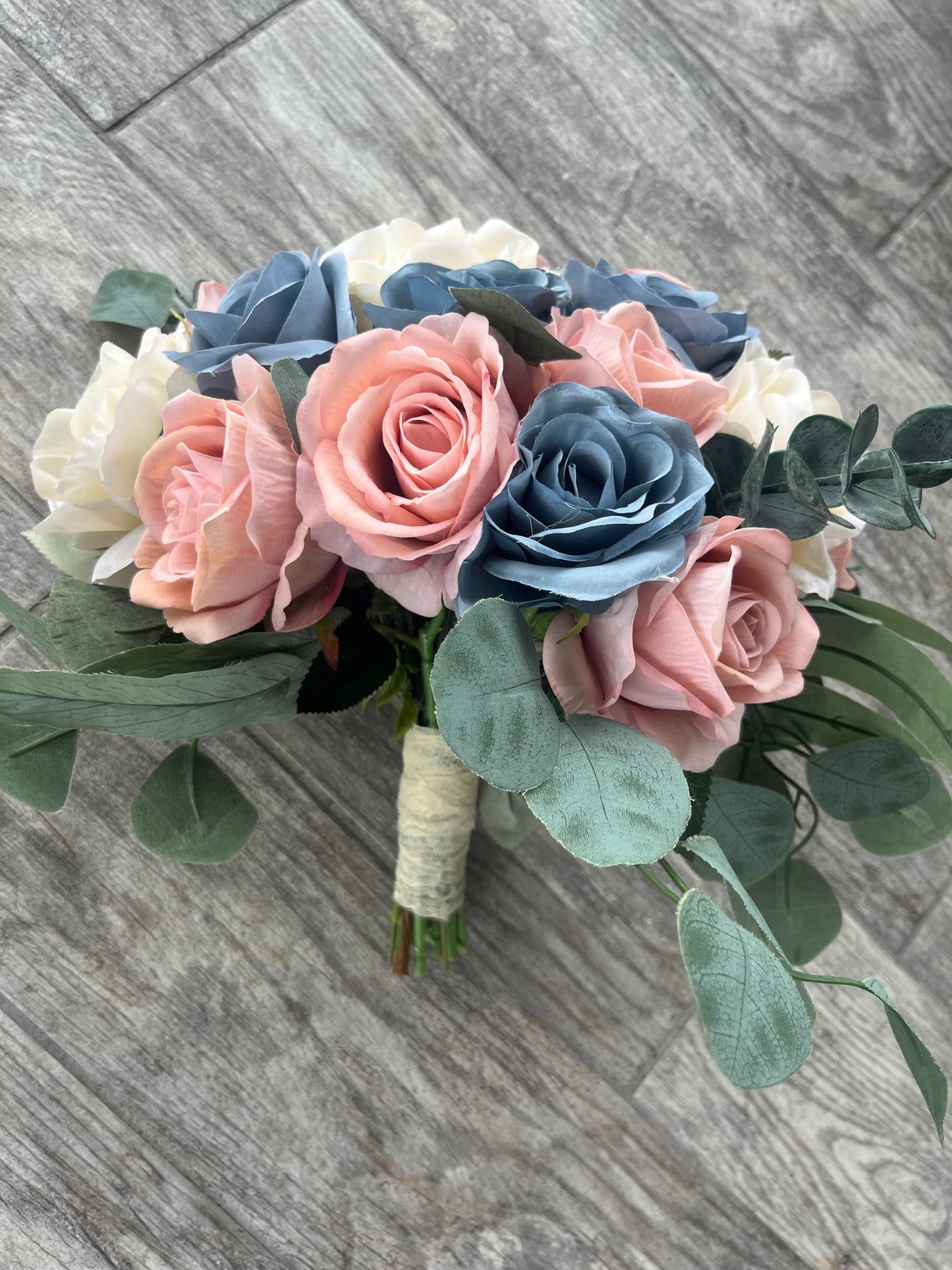 Dusty Blue & Dusty Rose Bride Bouquet