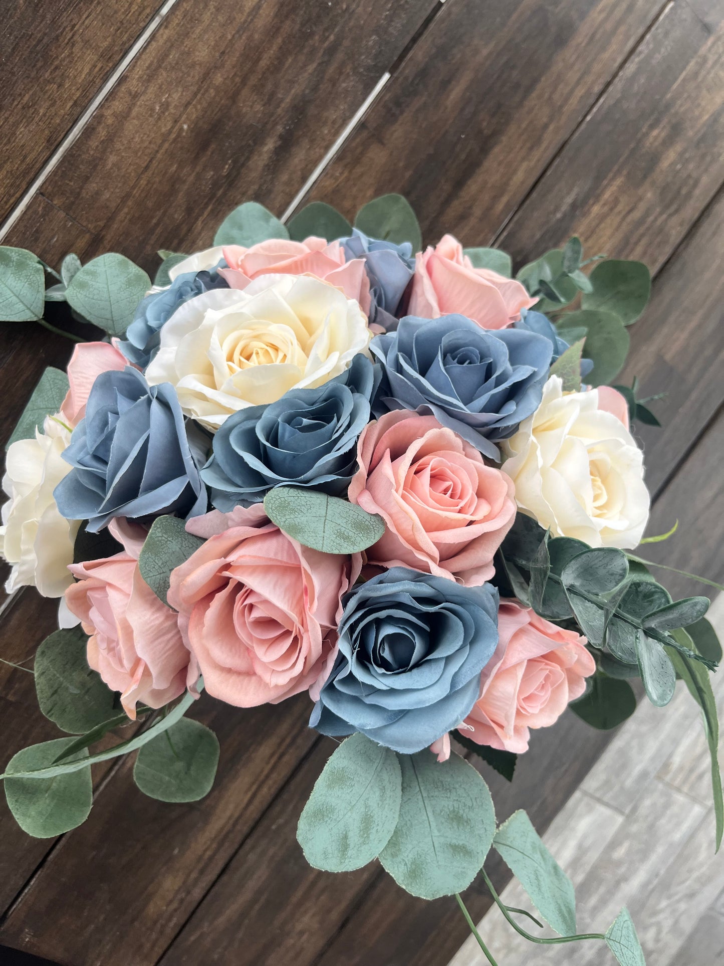 Dusty Blue & Dusty Rose Bride Bouquet