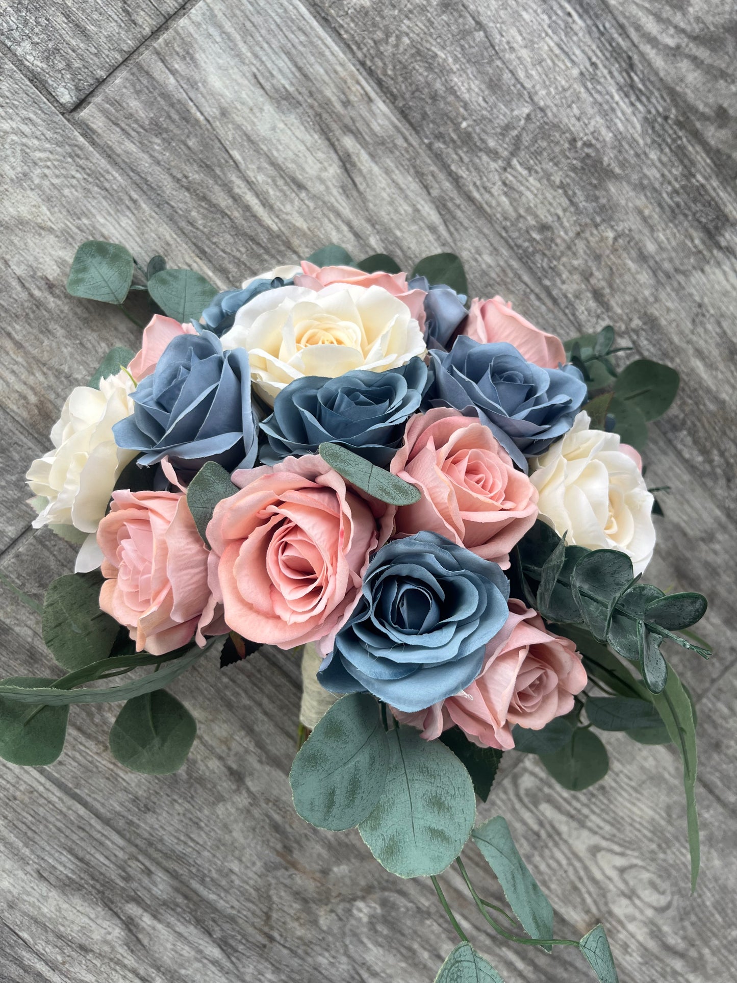 Dusty Blue & Dusty Rose Bride Bouquet