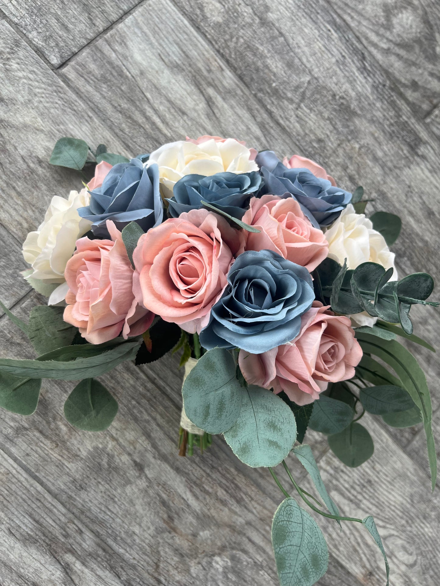 Dusty Blue & Dusty Rose Bride Bouquet