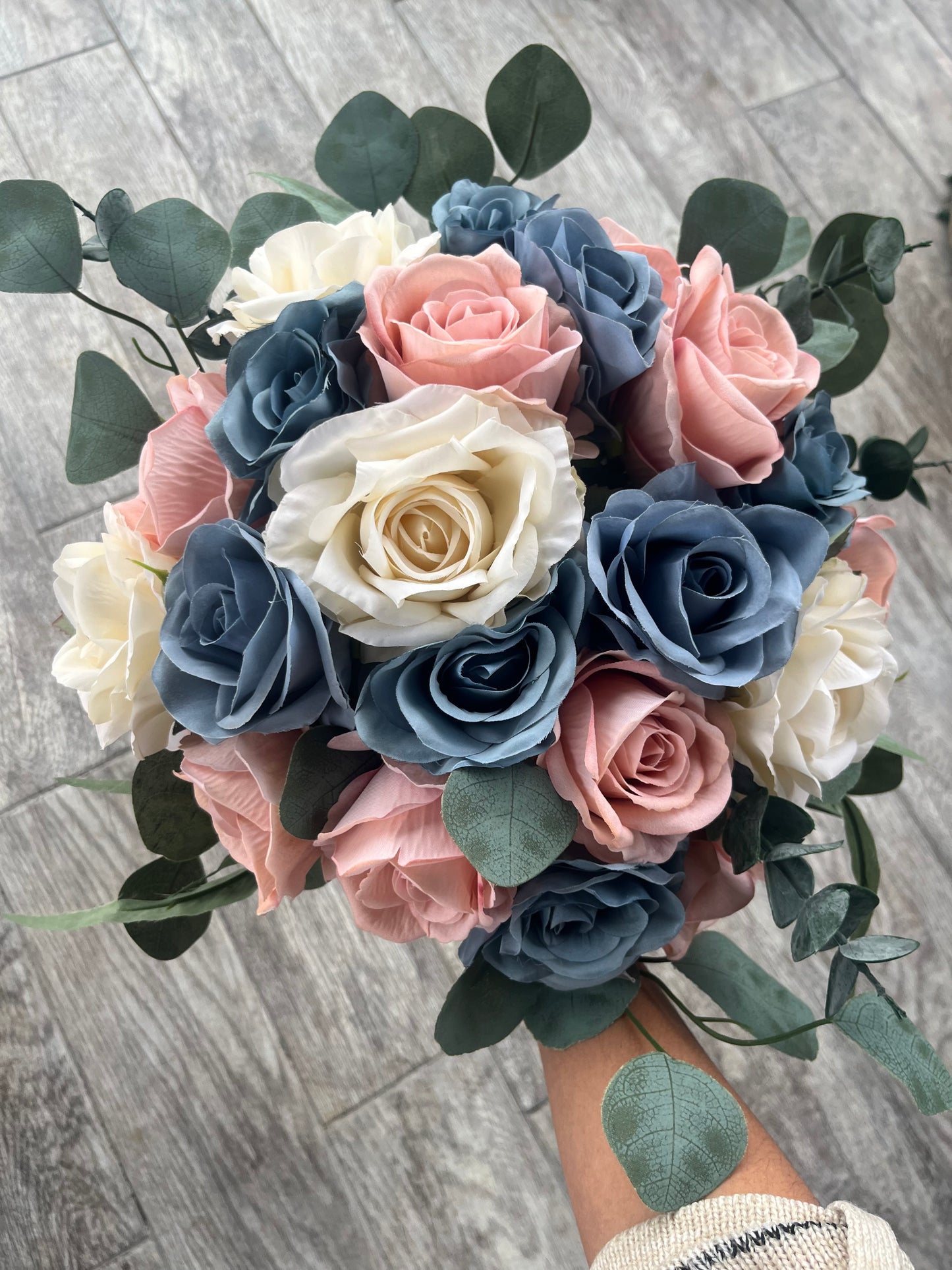 Dusty Blue & Dusty Rose Bride Bouquet