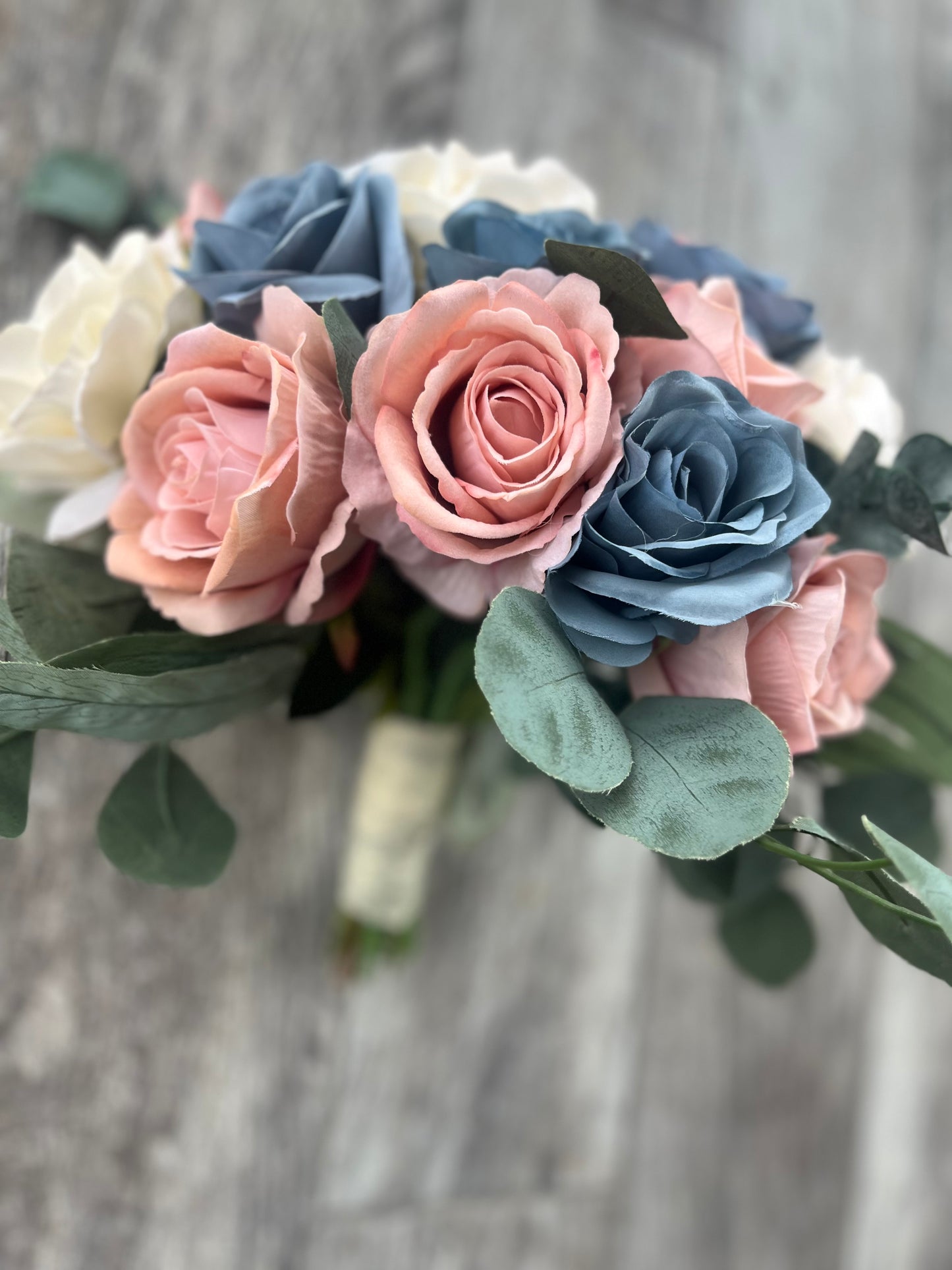 Dusty Blue & Dusty Rose Bride Bouquet