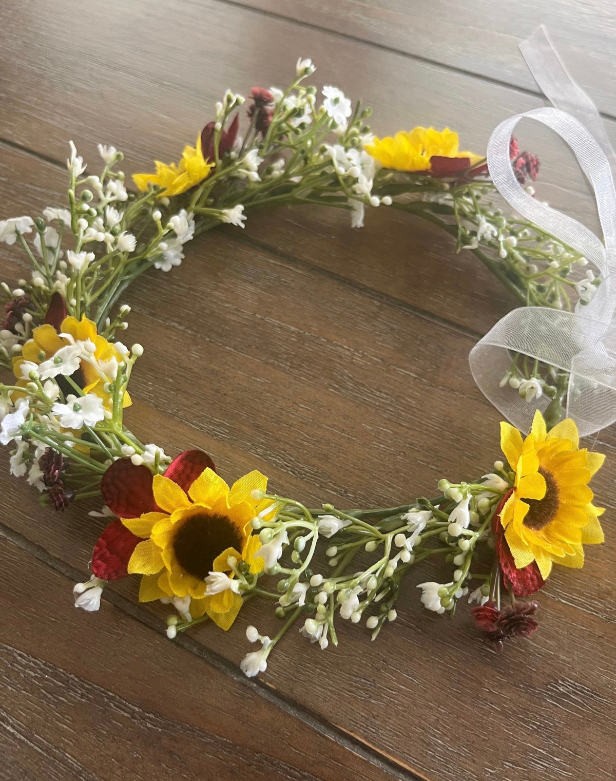 Sunflower & Burgundy Flower Crown