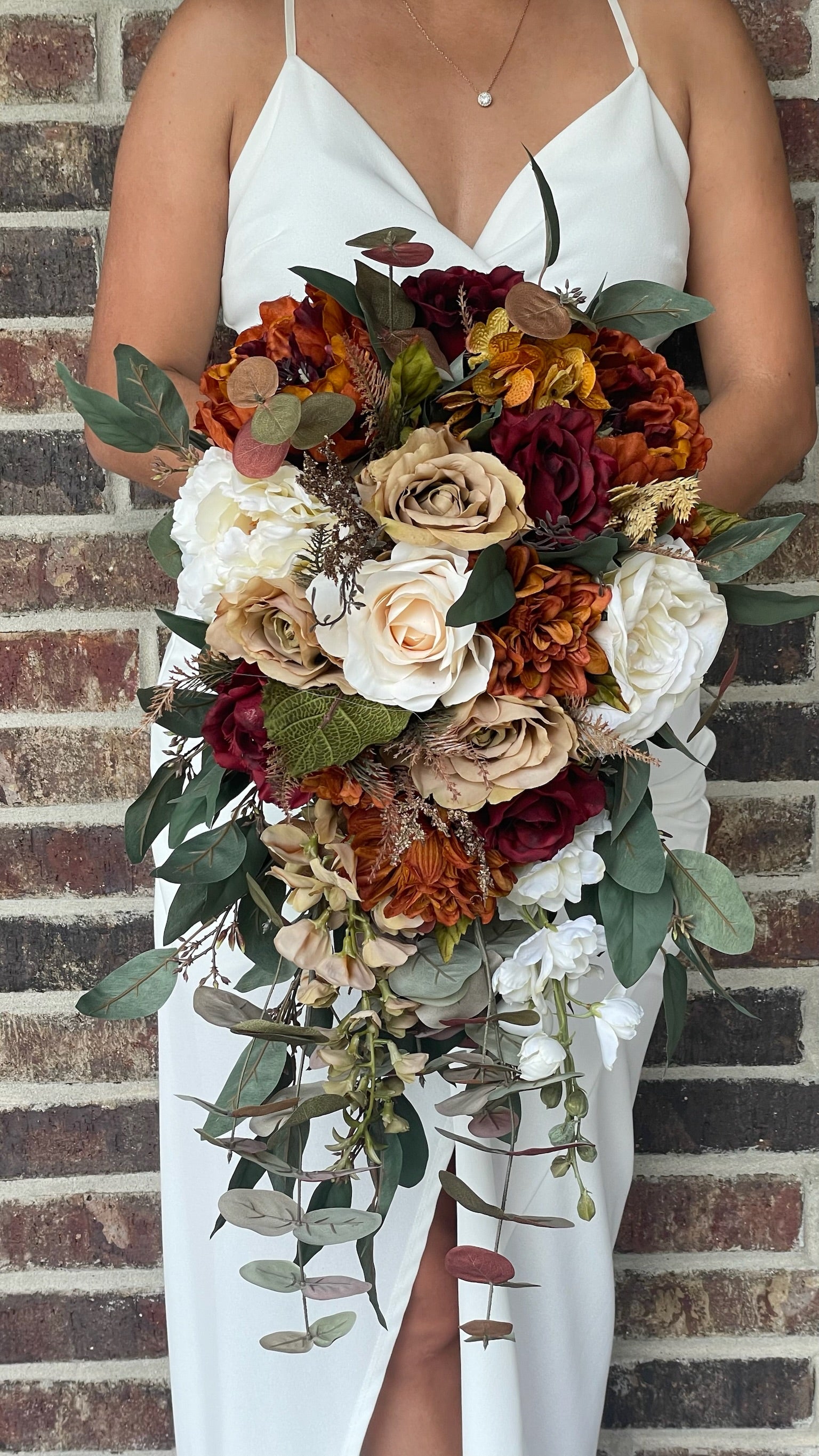 Cascade bridal bouquet, Wedding Flower Bouquet, Wedding Flowers, Bridal authentic Bouquet, Burgundy Bouquet, Bridesmaid Bouquet, Burgundy Flowers.