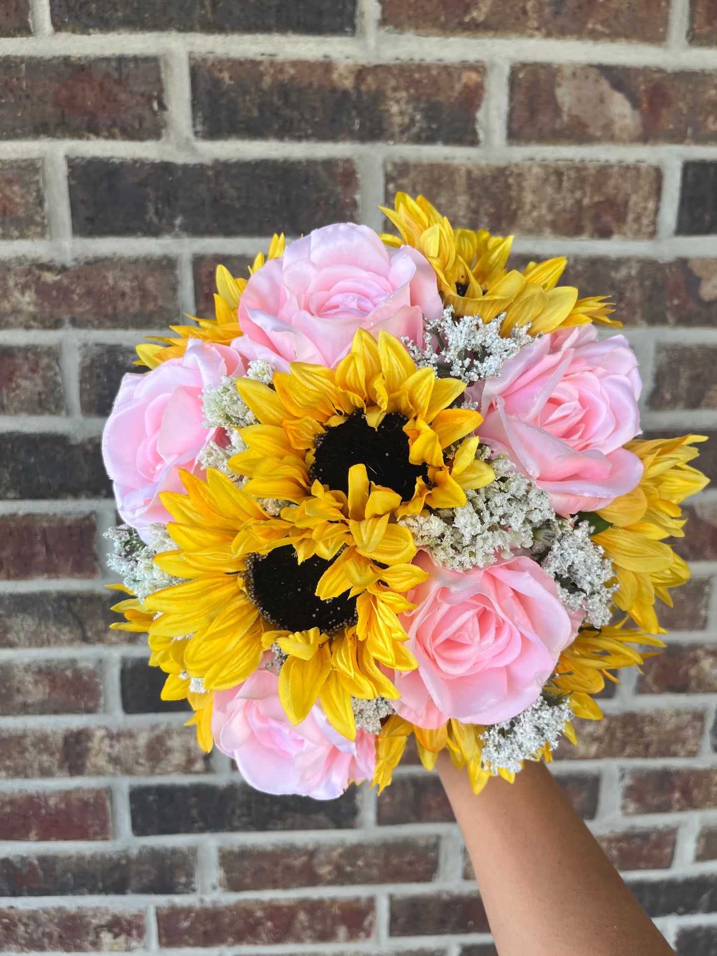 Sunflowers & Blush Roses Bride Bouquet