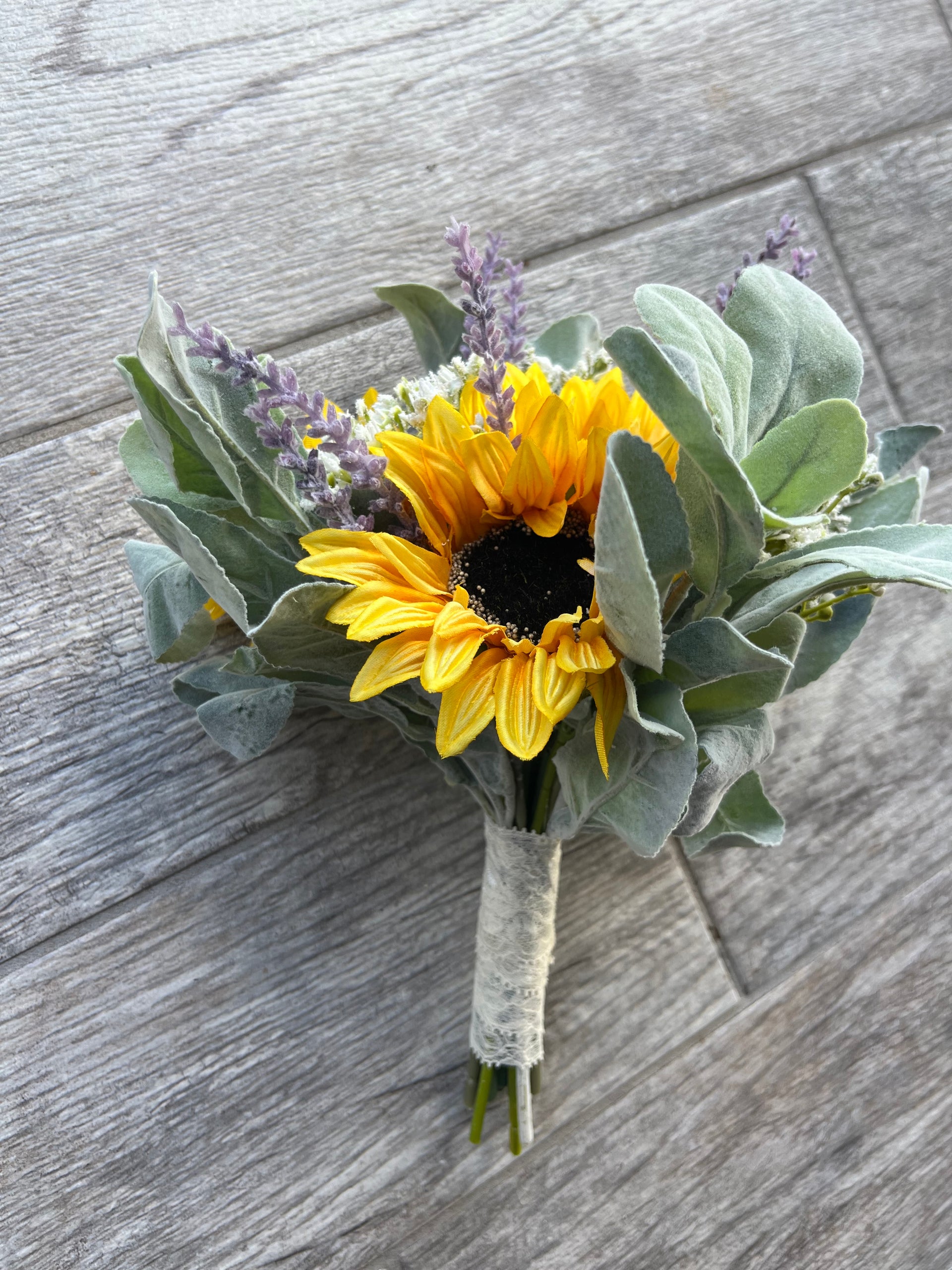 Sunflowers, Lavender and Ears Lamb Greenery Bouquet – FallinLove Bouquets