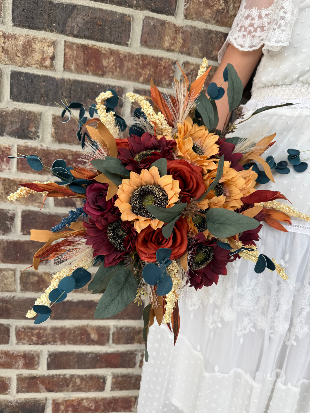 Autumn Romance Wedding Bouquet | Burgundy, Burnt Orange & Navy