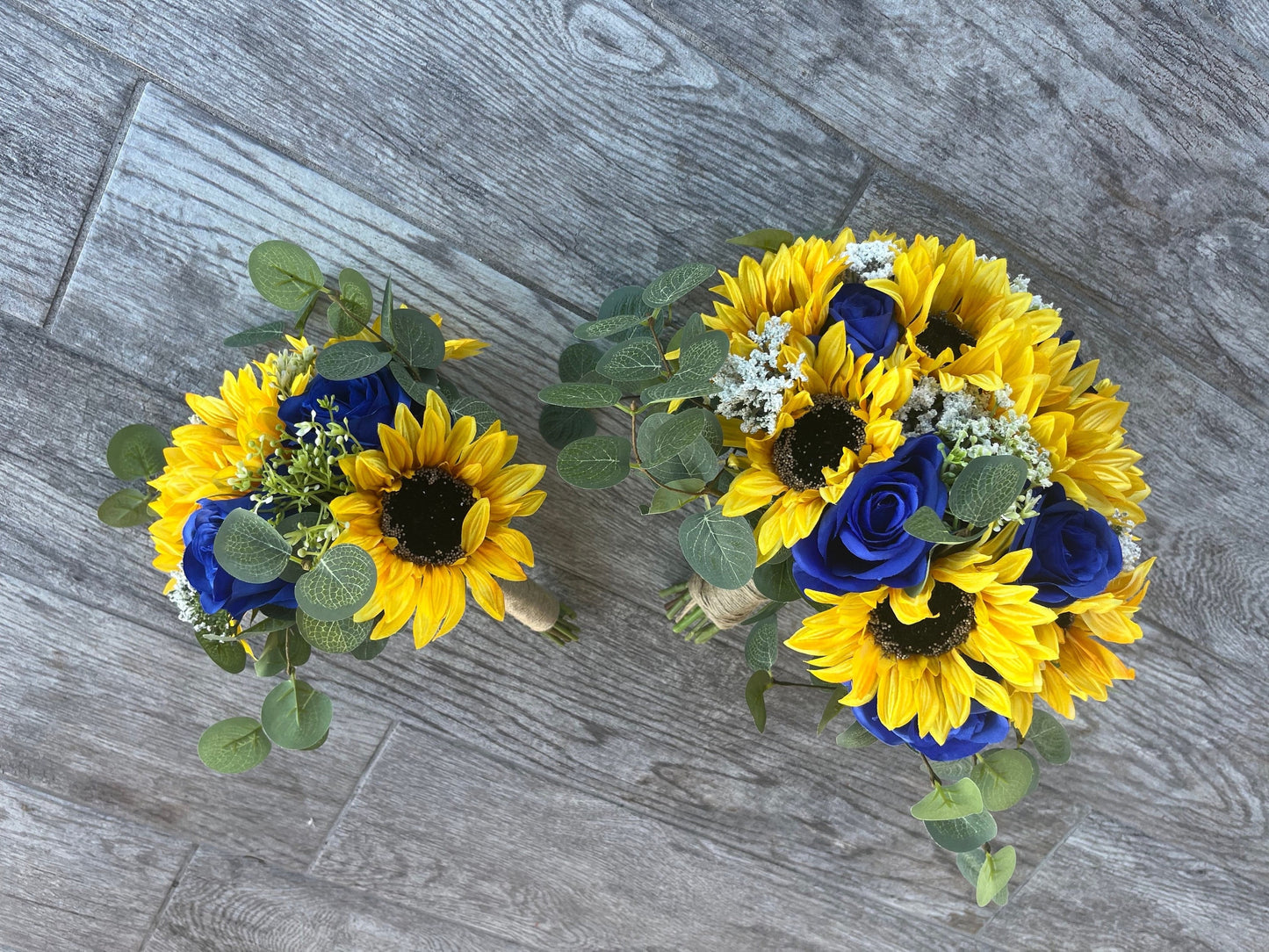 Sunflowers and Royal Blue Roses