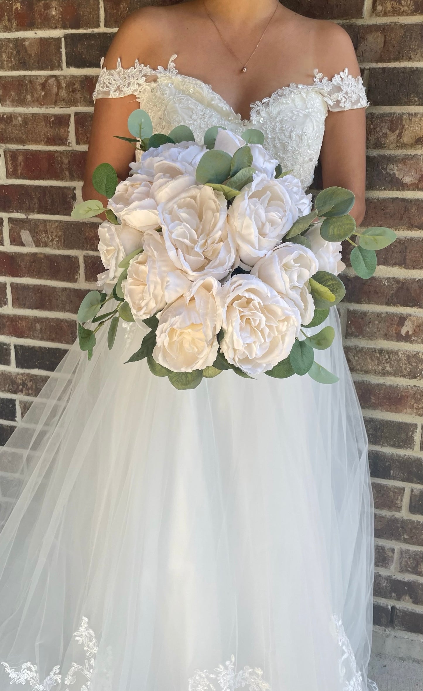 Ivory Roses and Eucalyptus Bride Bouquet