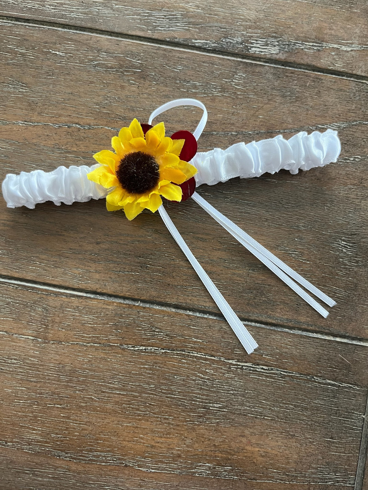 Sunflower Wedding Garters: Burgundy Hydrangea Keepsake & Toss Set