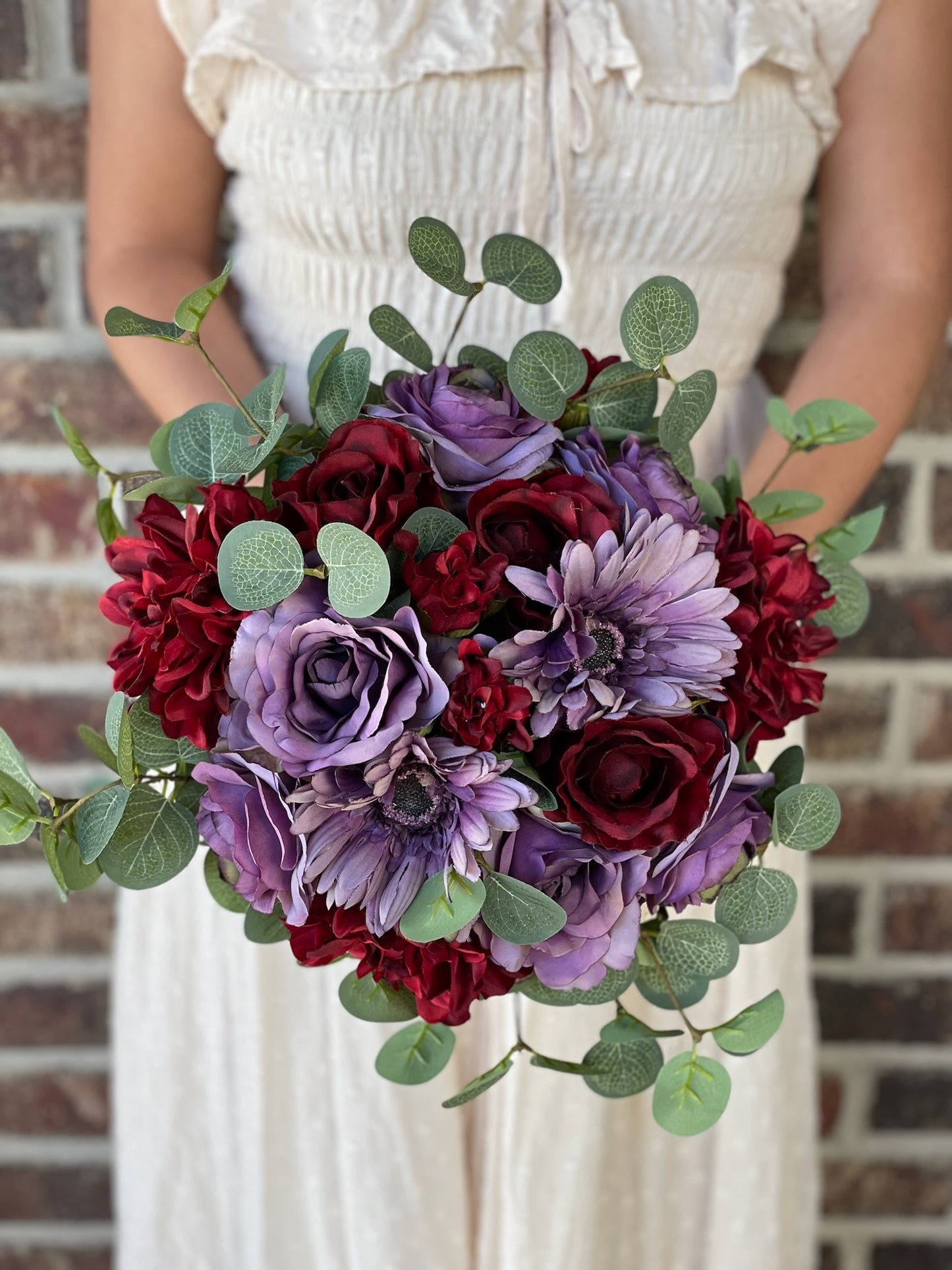 Purple Roses & Burgundy Dahlias Bouquet