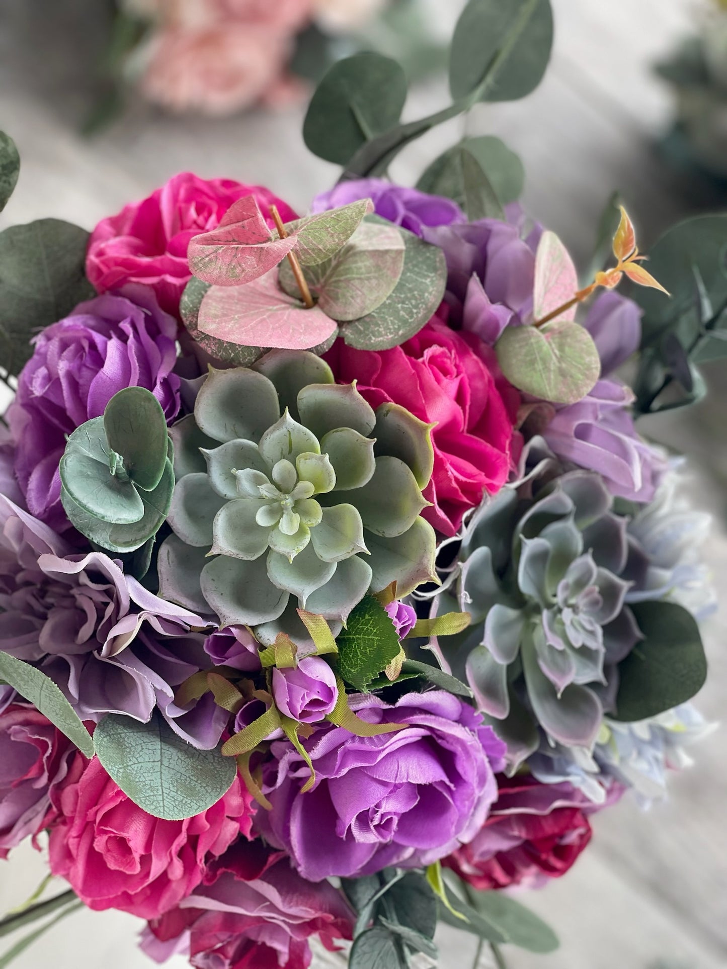 Colorful Succulent Bride Bouquet