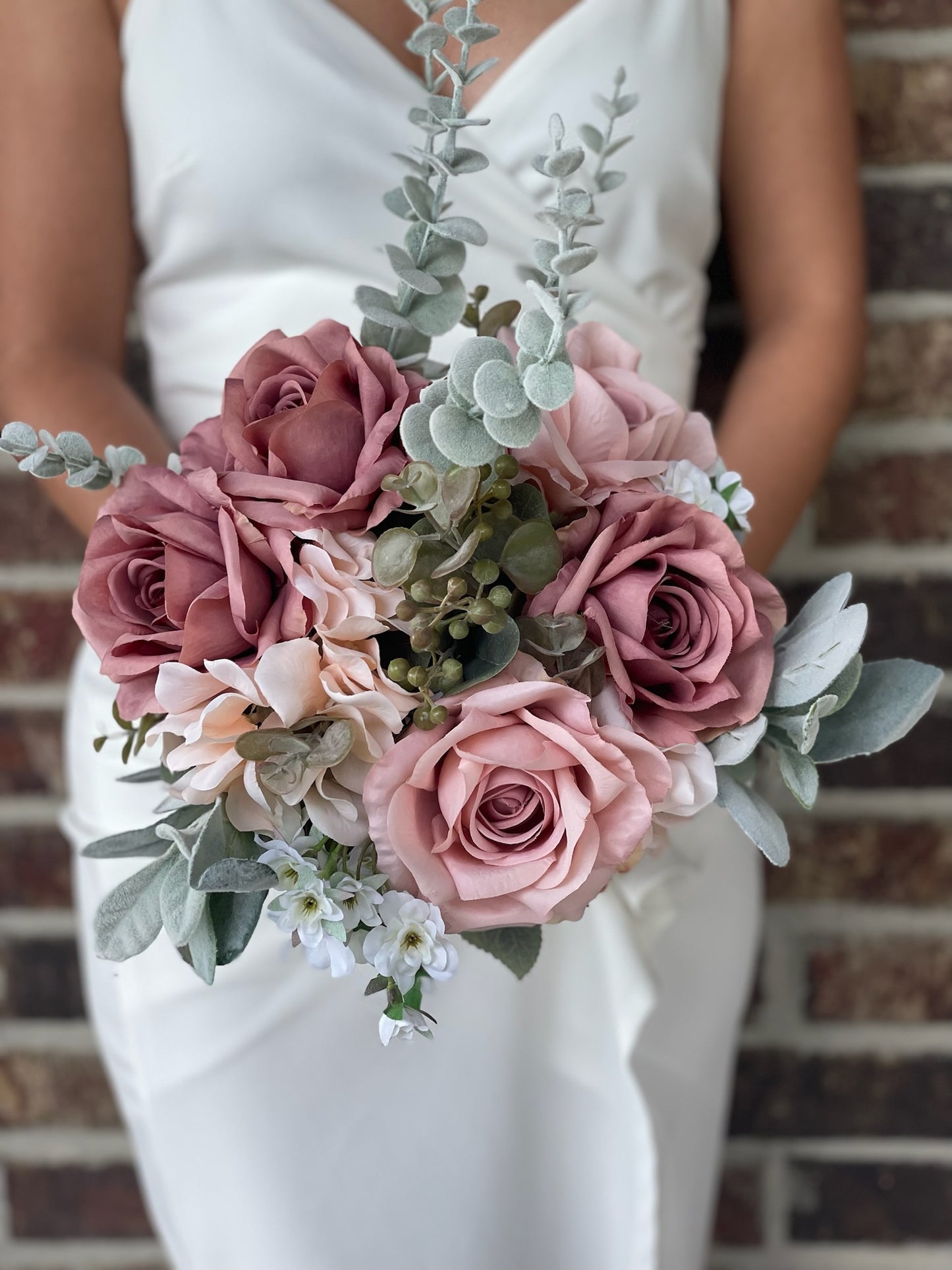 Dusty Rose & Mauve Roses Bridesmaid Bouquet