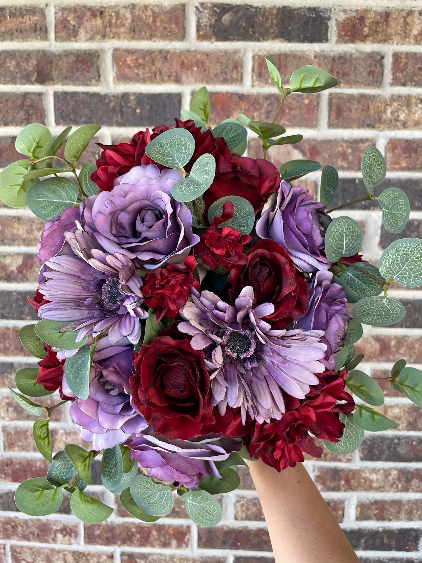 Purple Roses & Burgundy Dahlias Bouquet