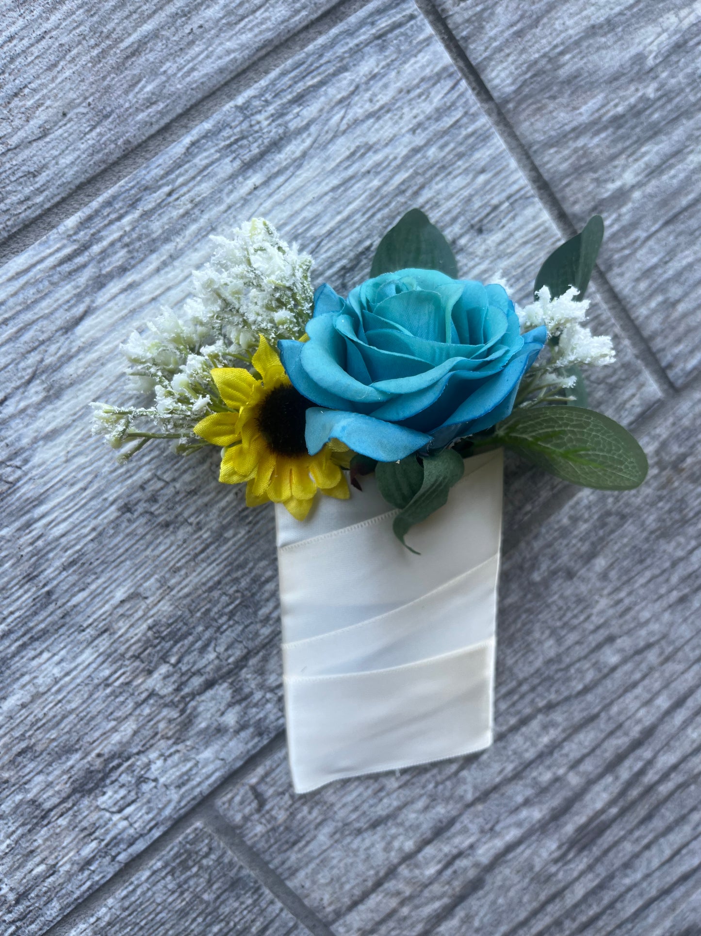 Teal Rose Pocket Boutonniere