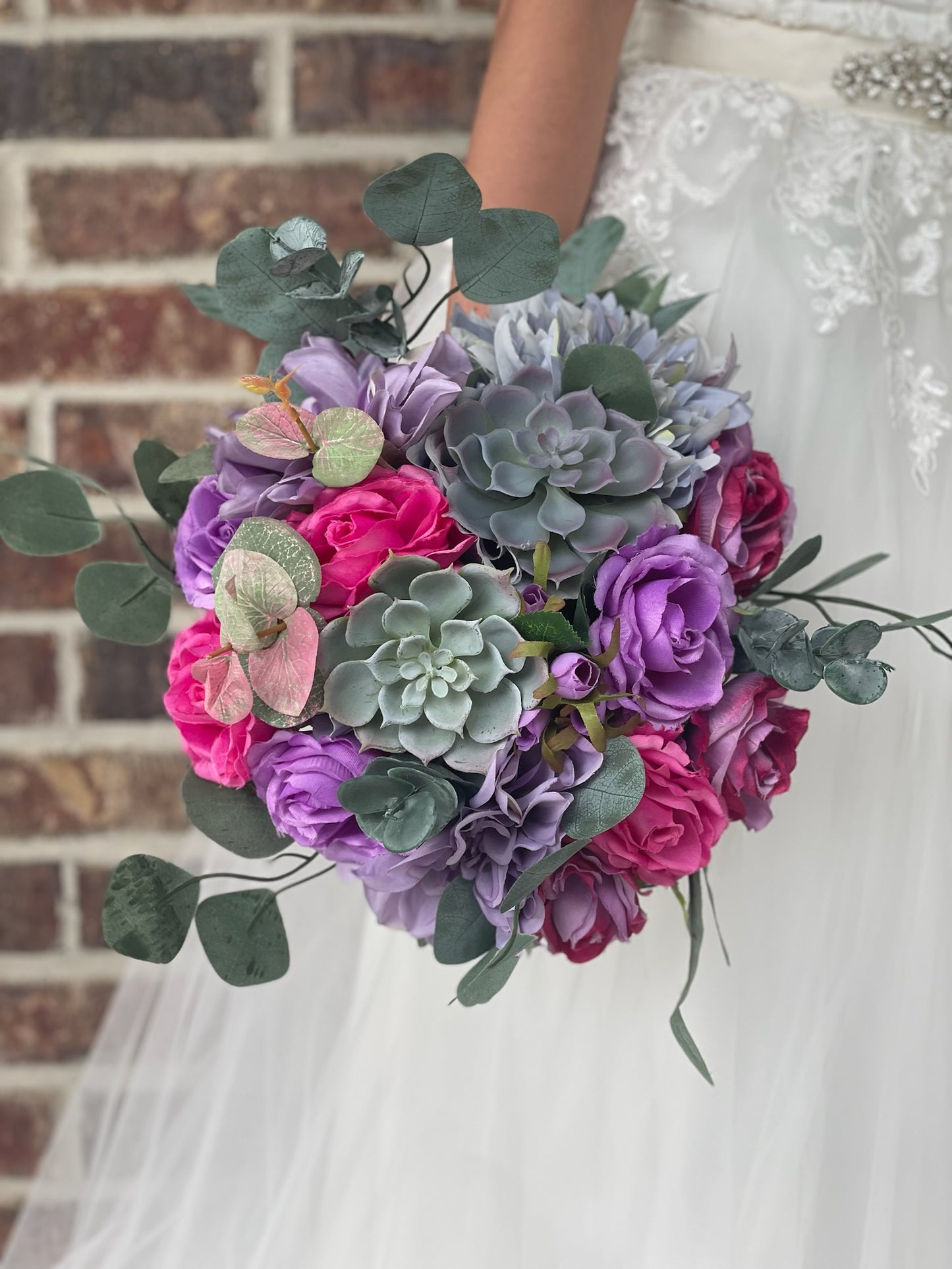 Colorful Succulent Bride Bouquet