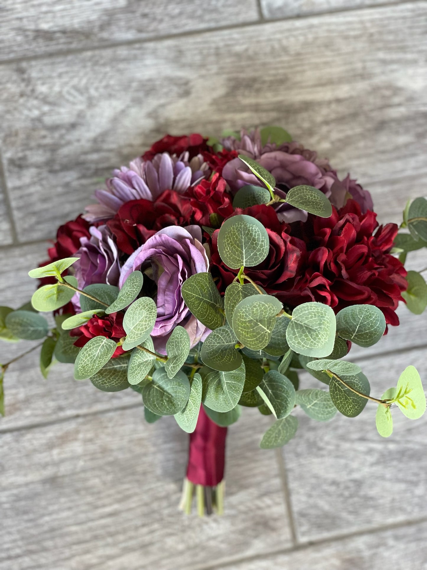 Purple Roses & Burgundy Dahlias Bouquet