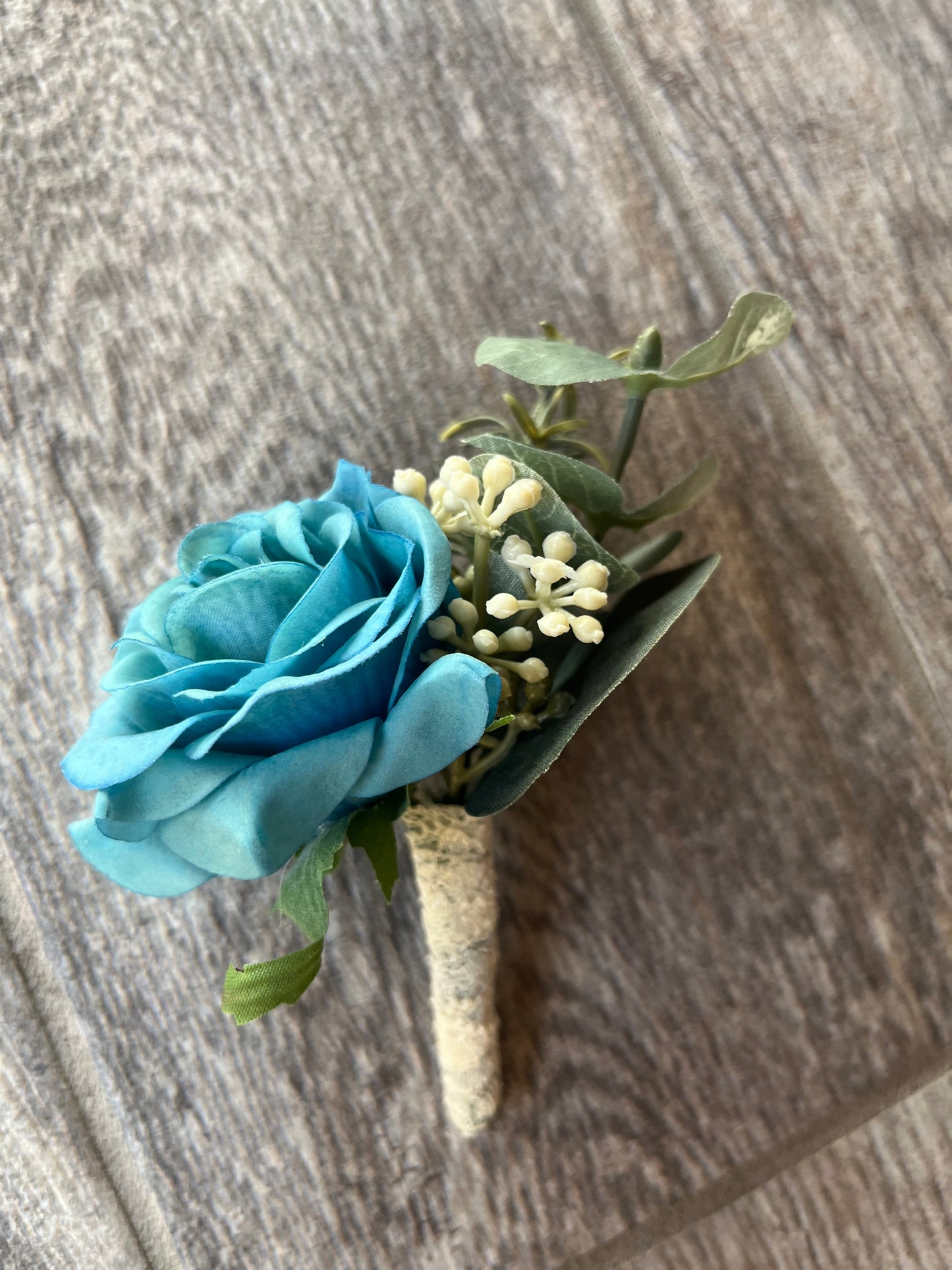 Teal Rose Boutonniere