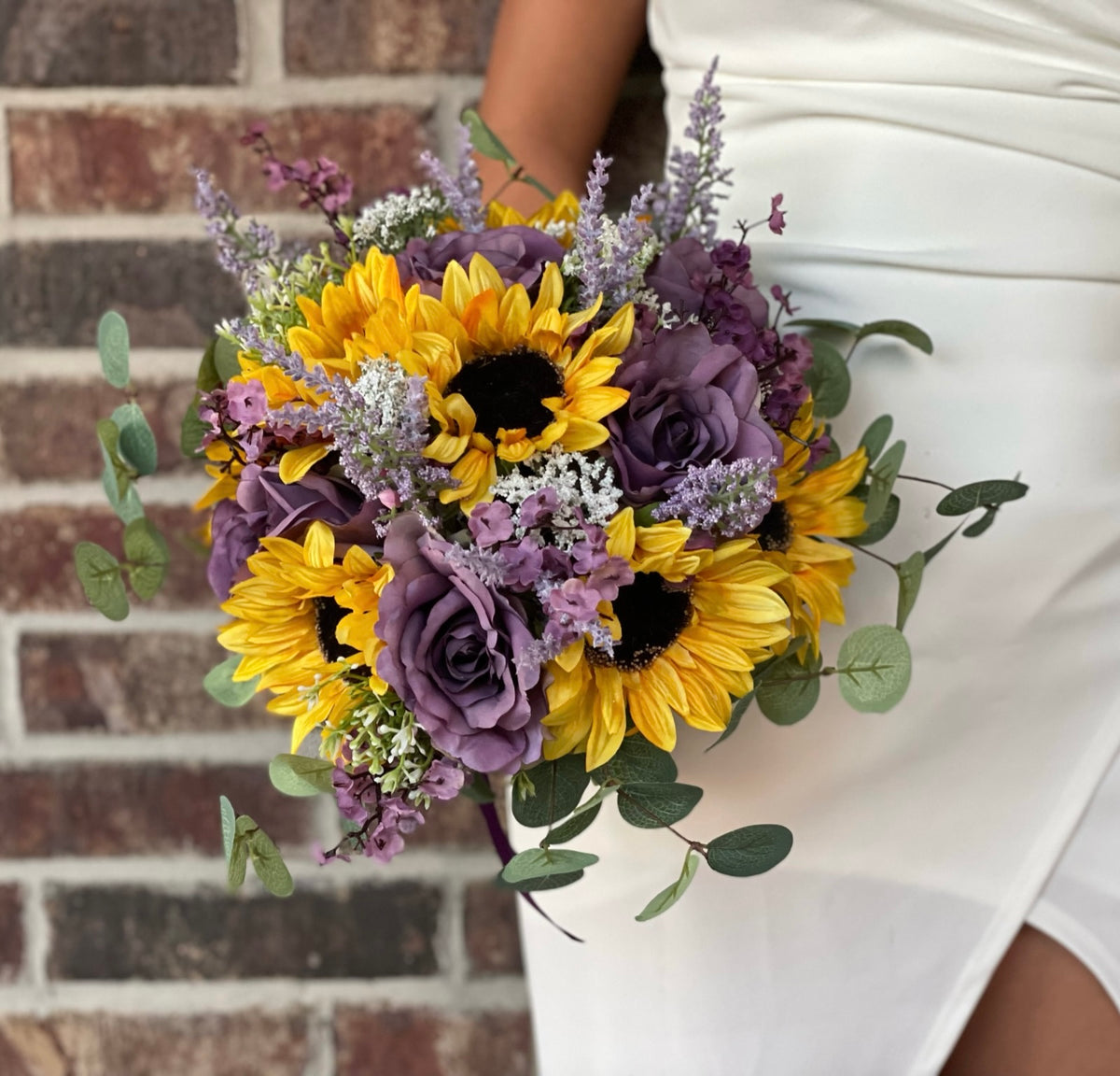 Purple Roses & Sunflower Bouquet