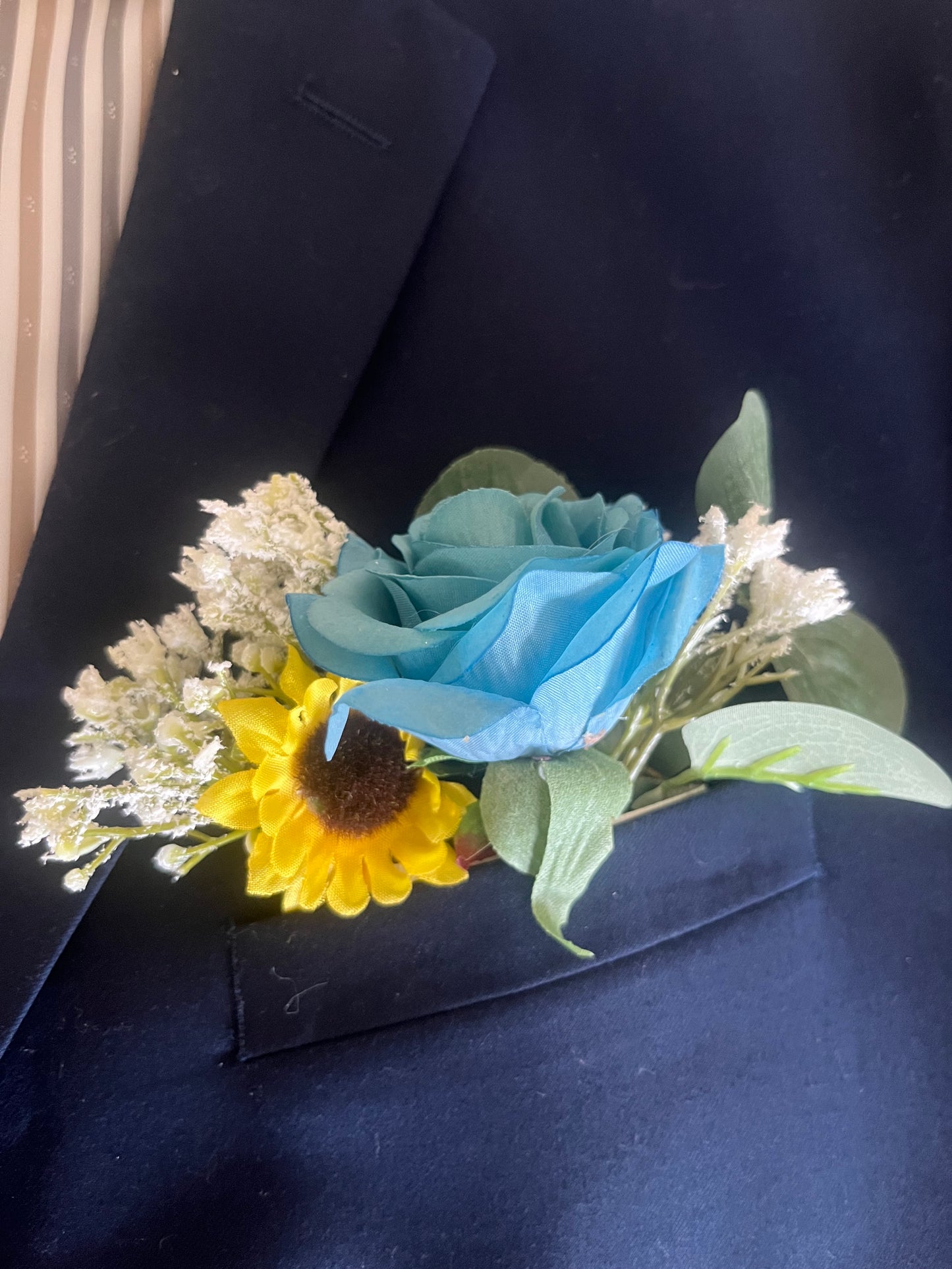 Teal Rose Pocket Boutonniere