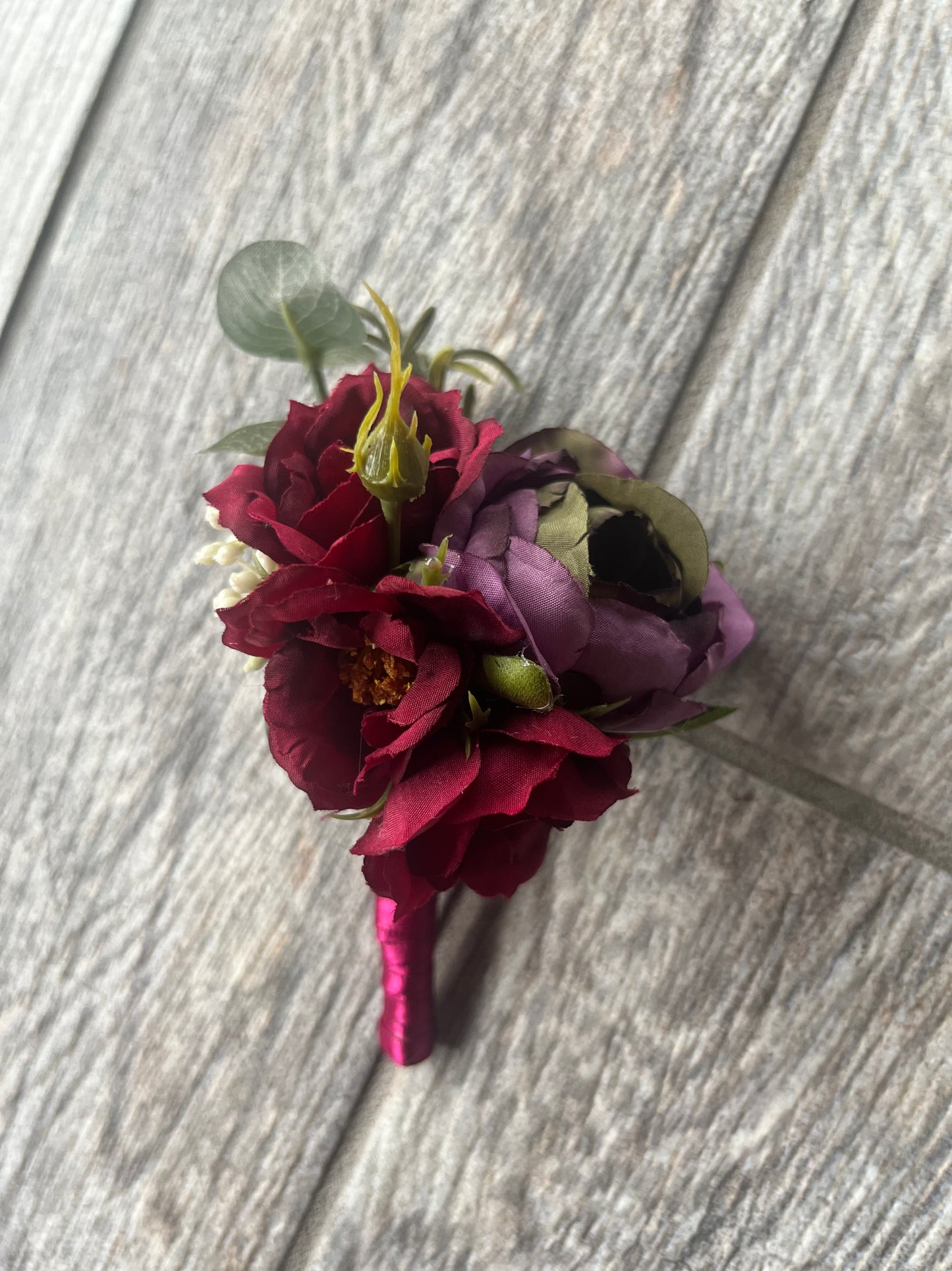 Burgundy & Purple Boutonniere