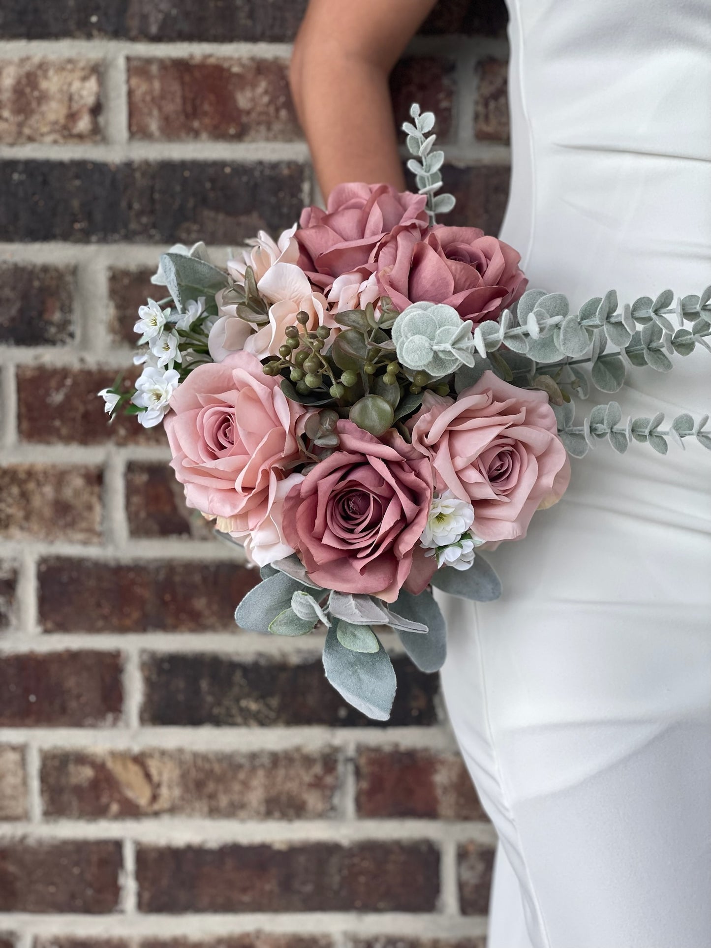 Dusty Rose & Mauve Roses Bridesmaid Bouquet