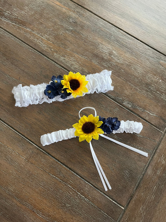 Navy Blue & Sunflower Garters