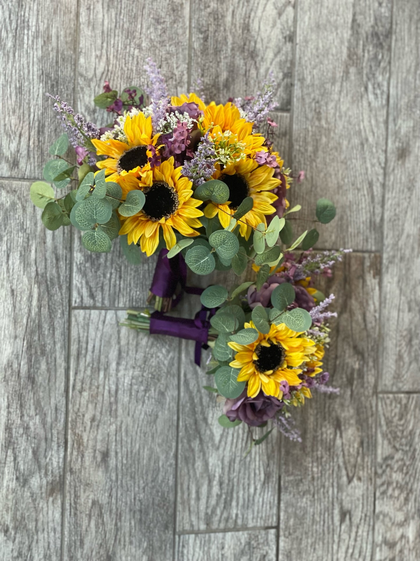 Purple Roses & Sunflower Bridesmaid Bouquet