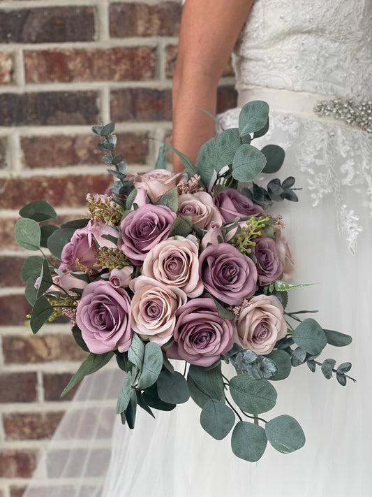 Lavender Purple Roses Bride Bouquet