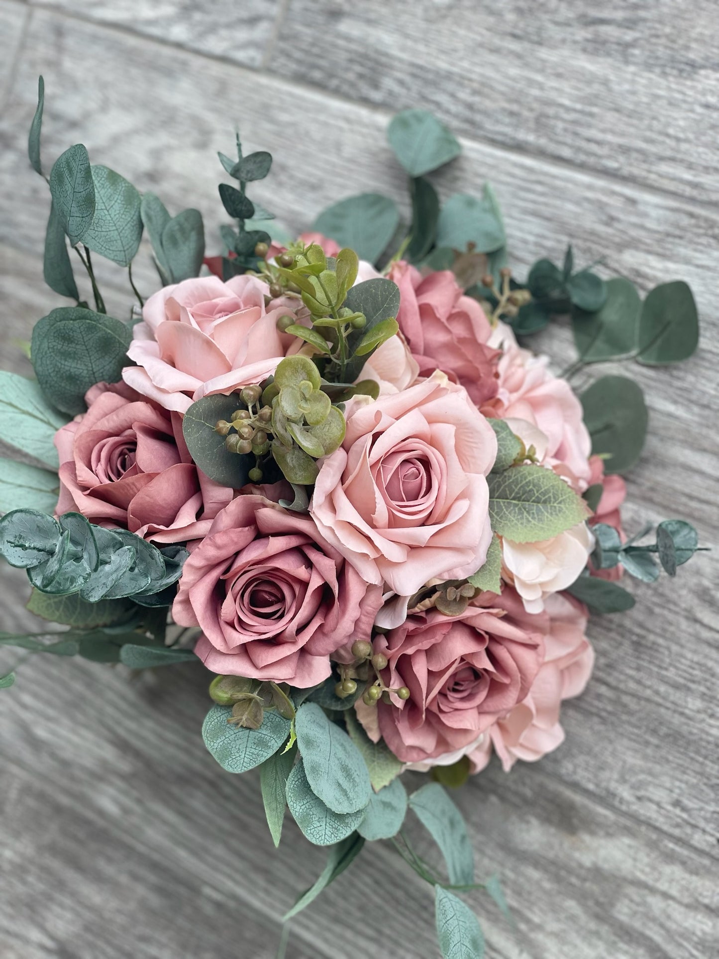 Dusty Rose & Mauve Roses Bride Bouquet