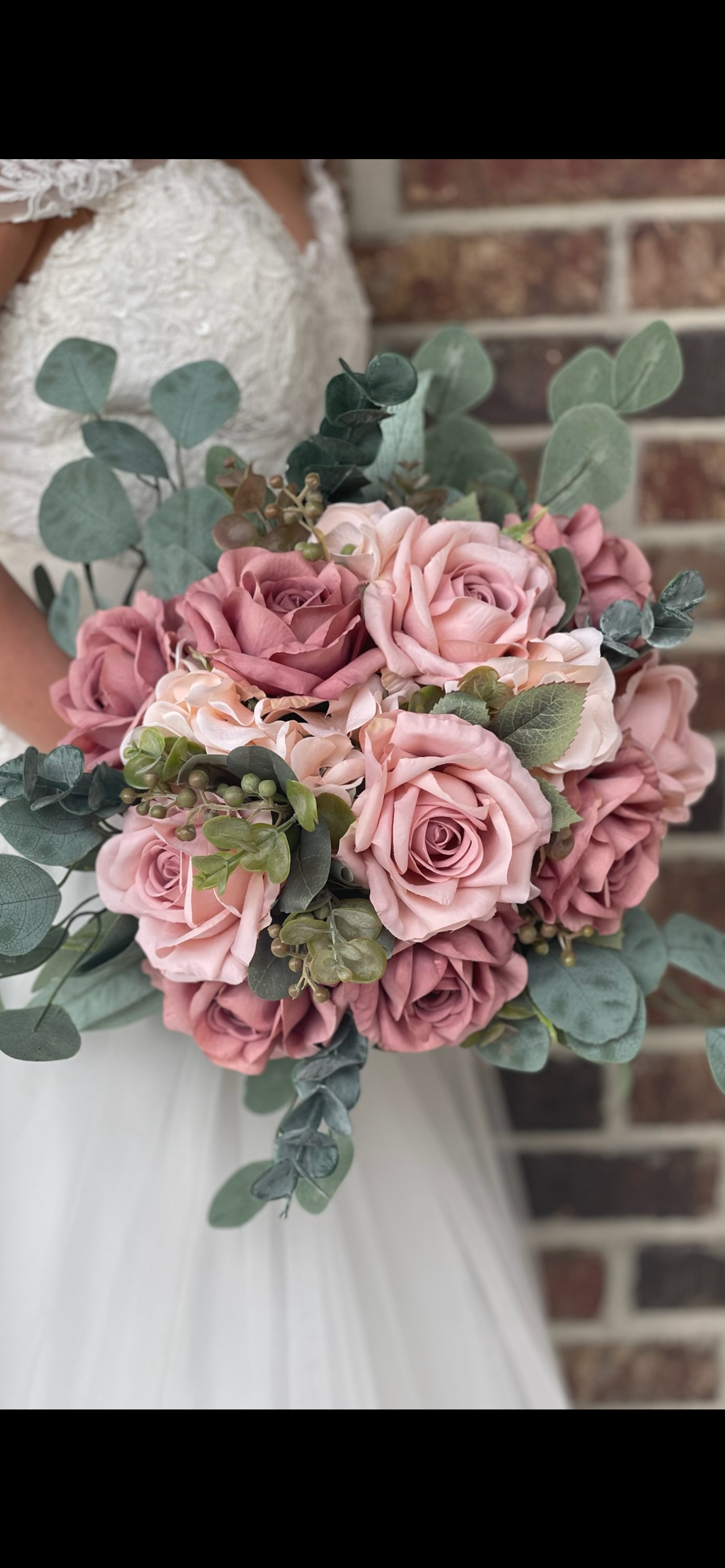 Dusty Rose & Mauve Roses Bride Bouquet