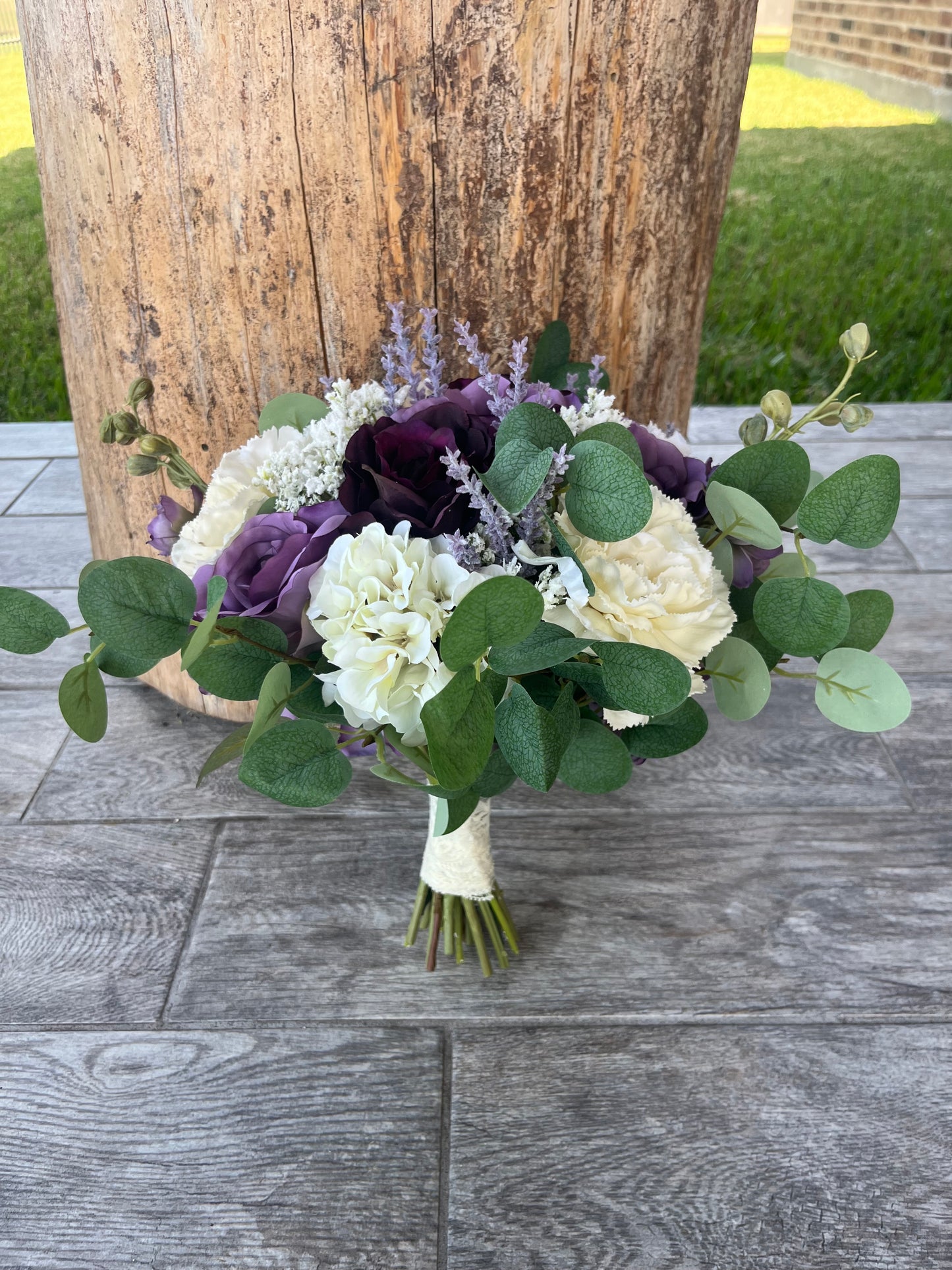 Plum and Purple Roses Bride Bouquet