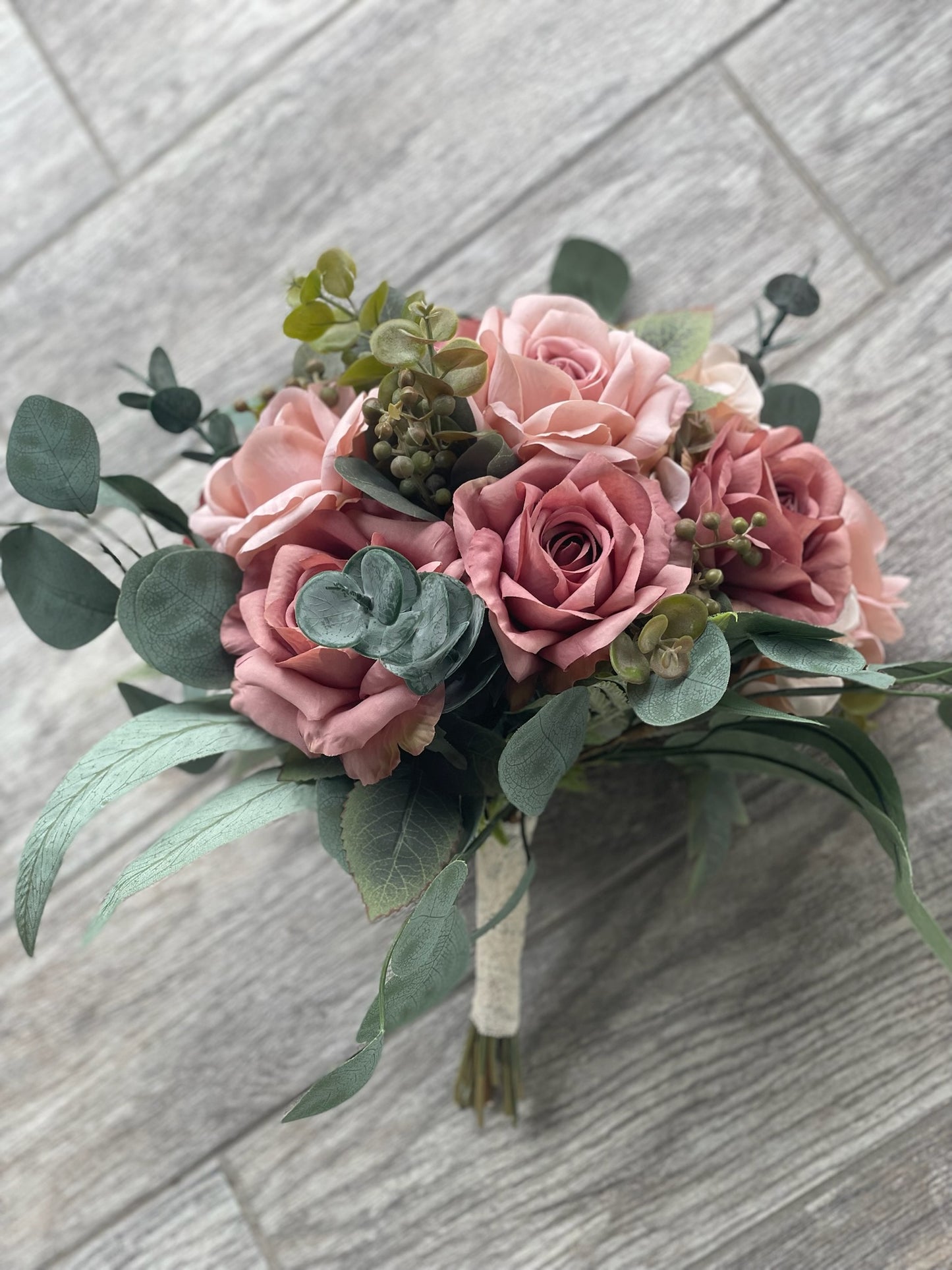 Dusty Rose & Mauve Roses Bride Bouquet