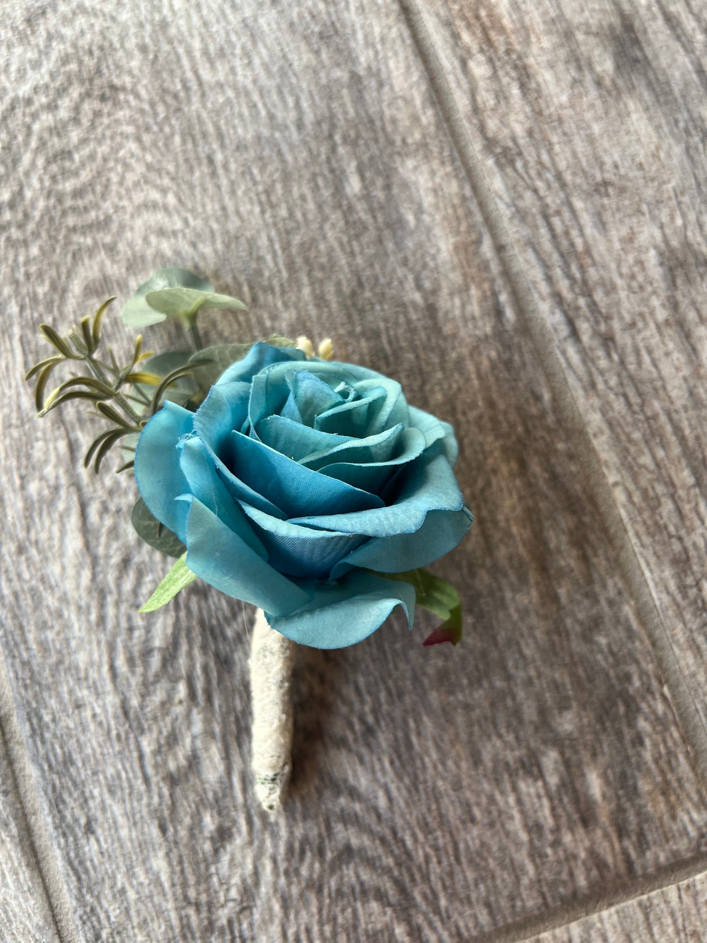 Teal Rose Boutonniere