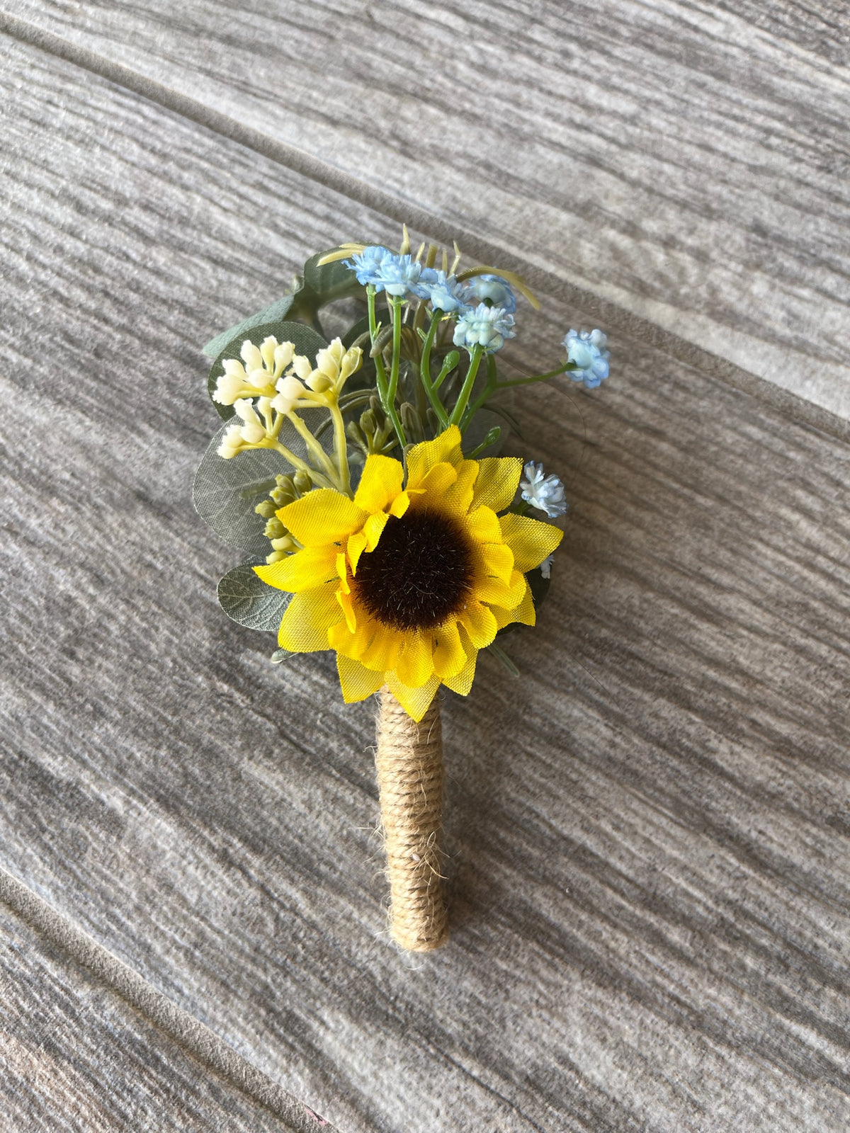 Light Blue Babys Breath & Sunflower Bouquet