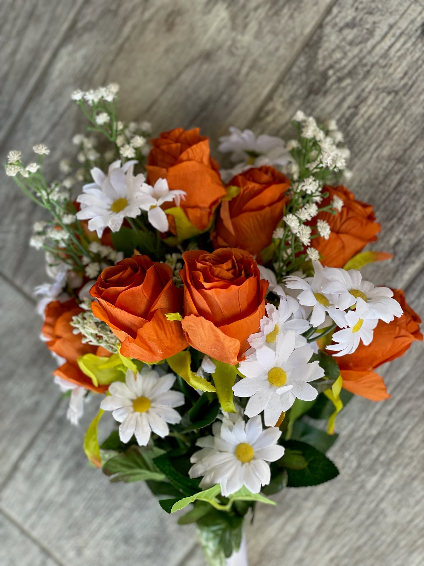 Orange Roses & Daisies Bride Bouquet