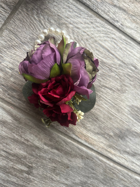 Purple & Burgundy Wrist Corsage