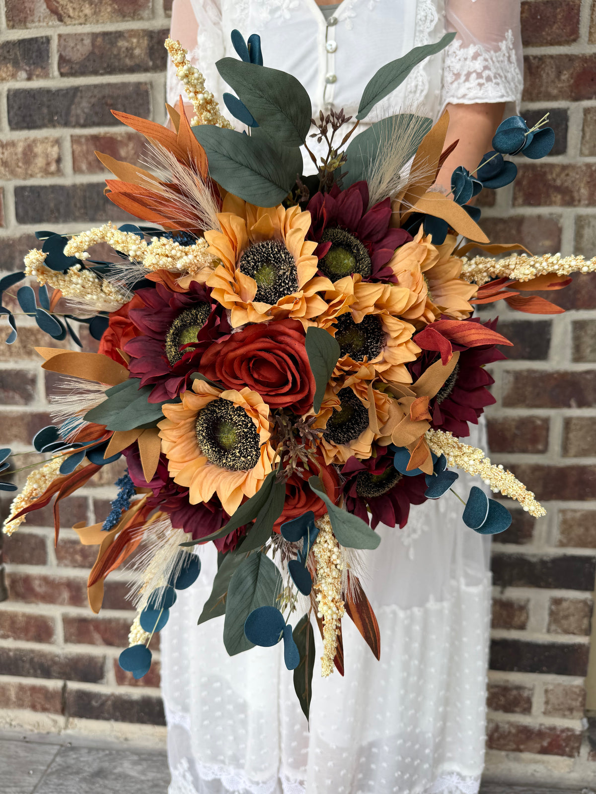 Autumn Romance Wedding Bouquet | Burgundy, Burnt Orange & Navy