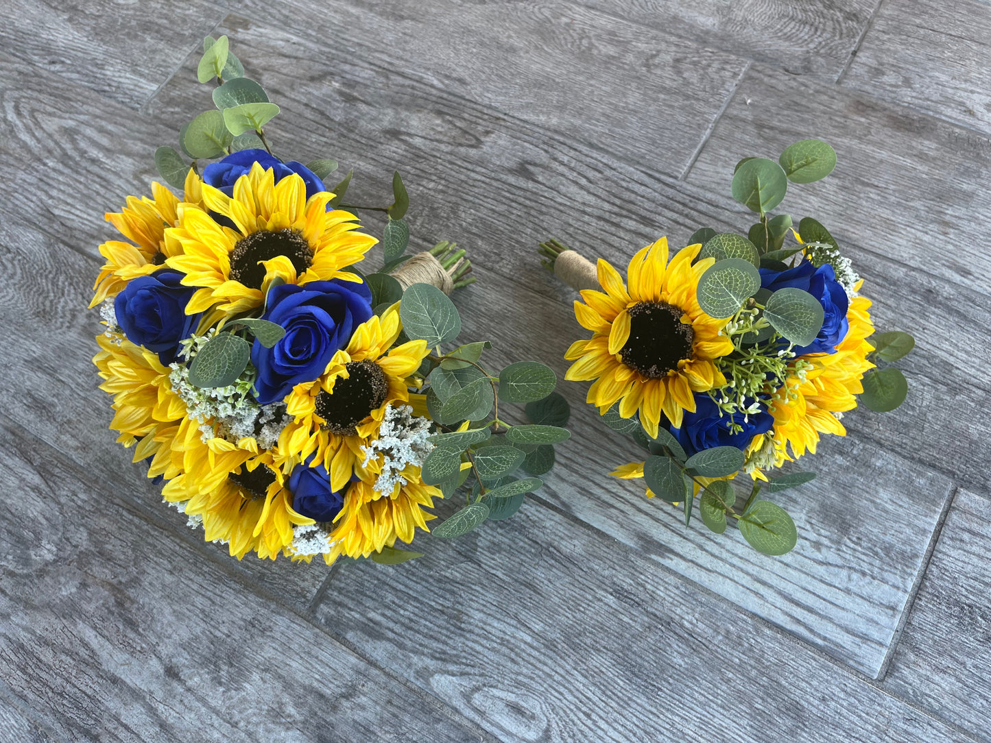 Sunflowers and Royal Blue Roses