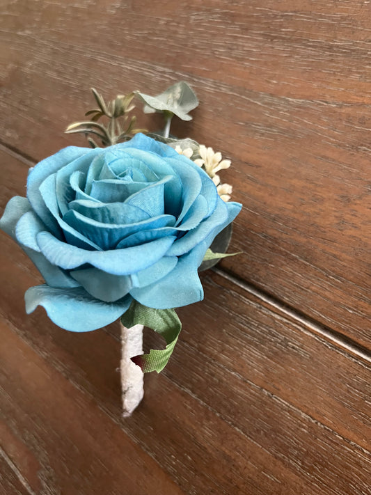 Teal Rose Boutonniere