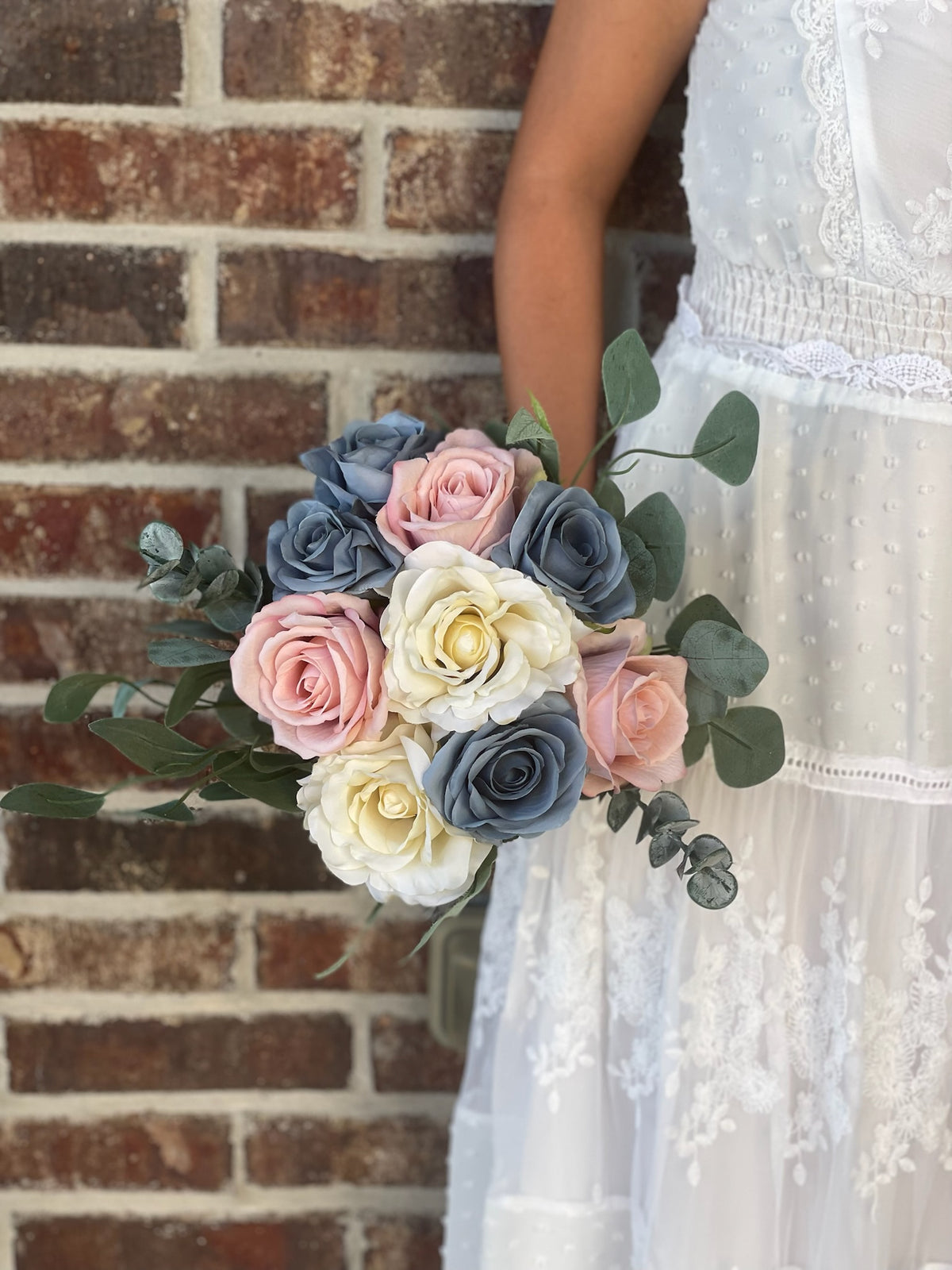 Dusty Blue & Dusty Rose Bride Bouquet