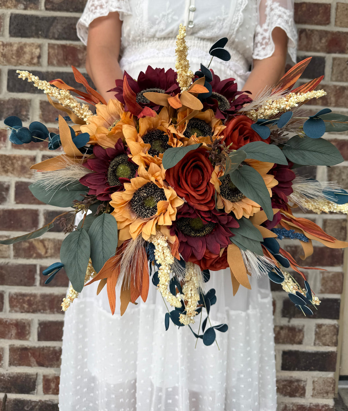 Autumn Romance Wedding Bouquet | Burgundy, Burnt Orange & Navy