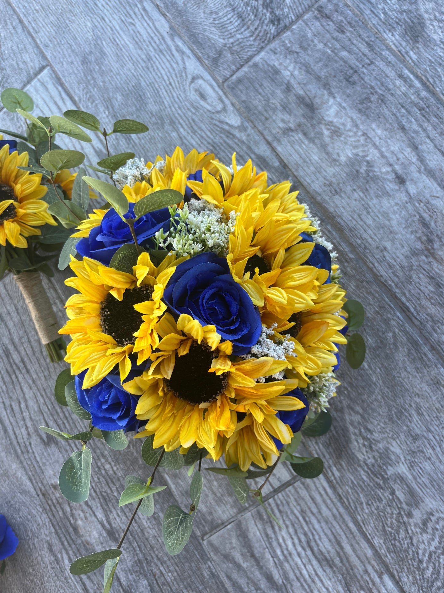 Sunflowers and Royal Blue Roses