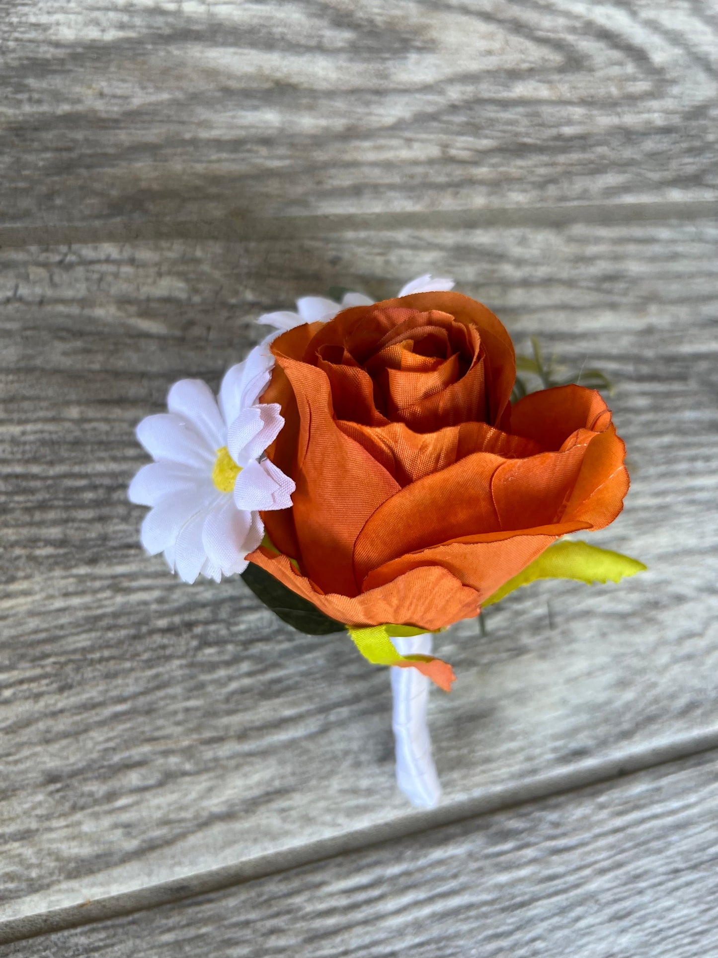 Orange Rose & Daisies Boutonniere