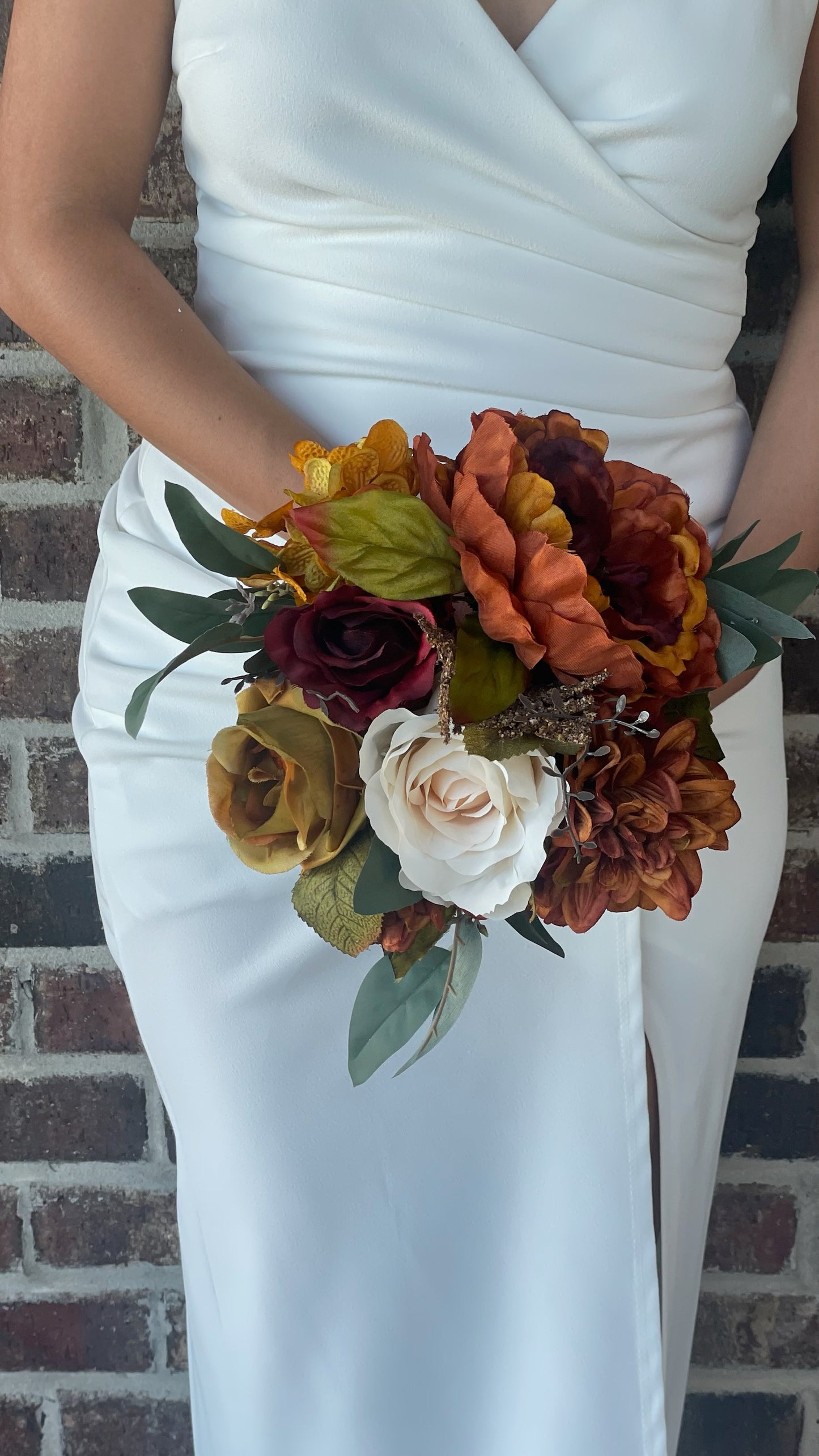 Burgundy & Burnt Orange Bridesmaid Bouquet