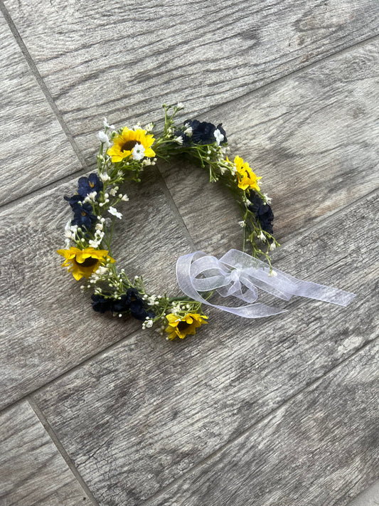 Navy Blue & Sunflowers Flower Crown