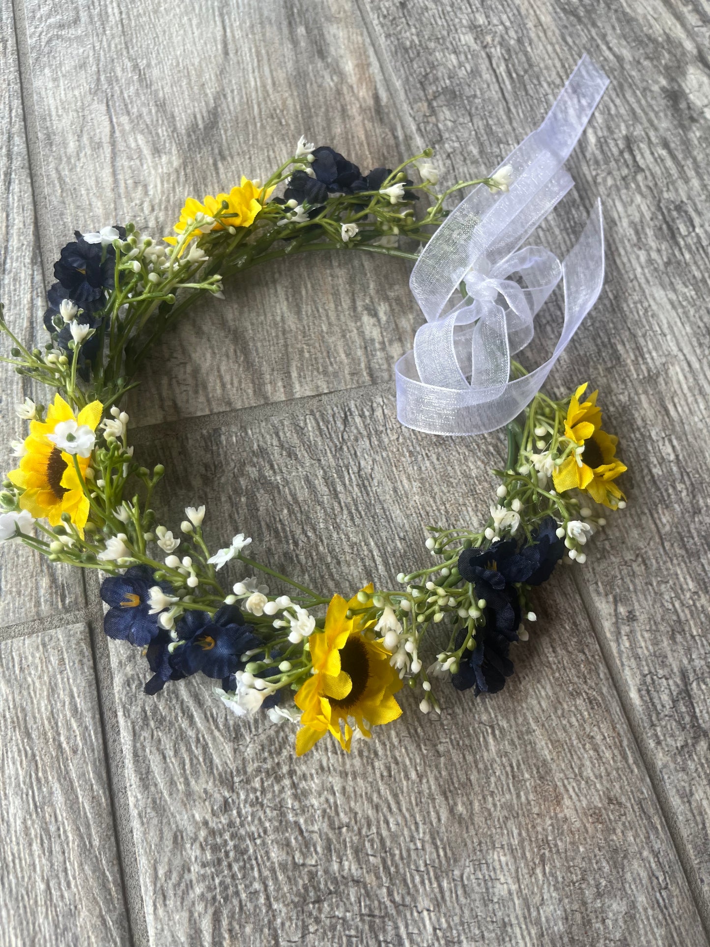 Navy Blue & Sunflowers Flower Crown