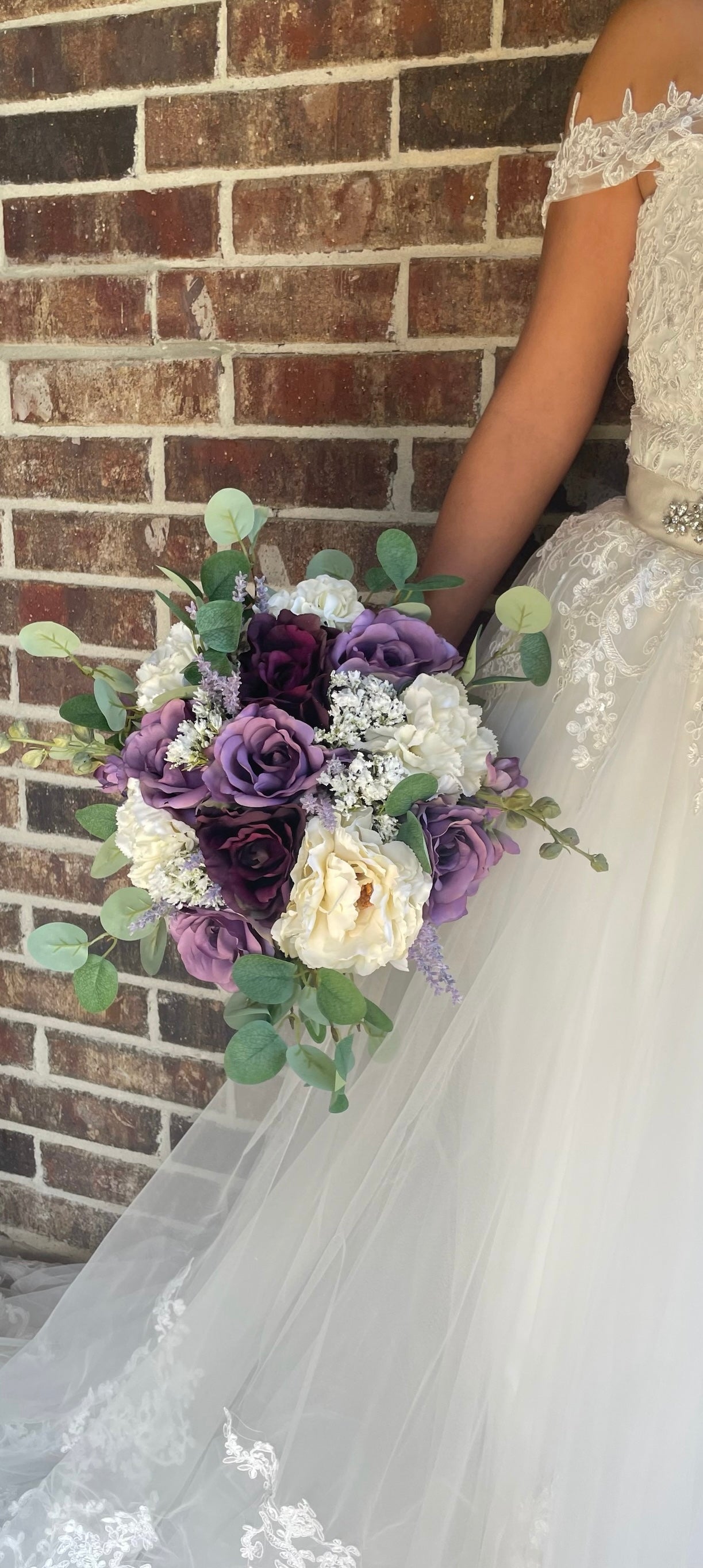 Plum and Purple Roses Bride Bouquet